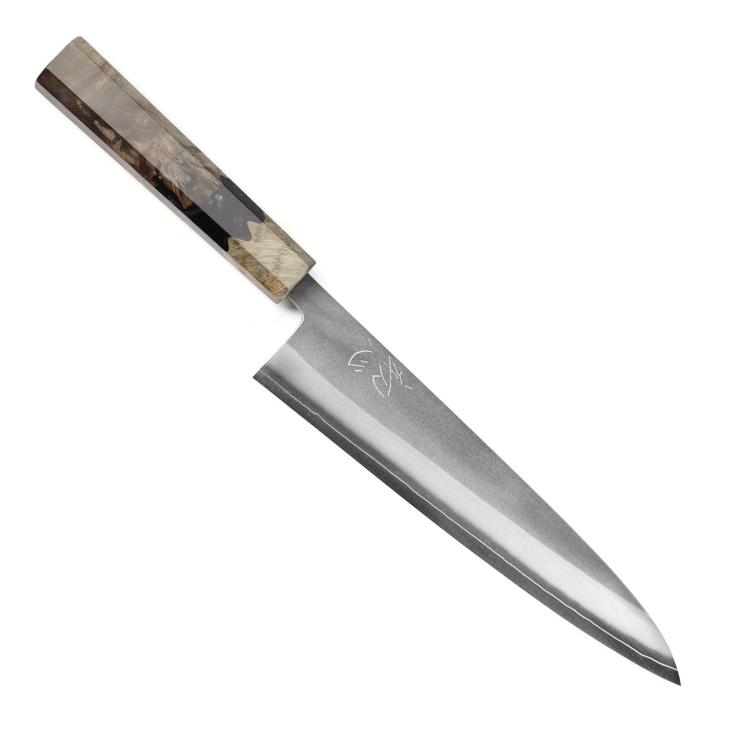 Yoshikane SKD Nashiji Stainless Clad 8.25" Gyuto, Stabilized Birch