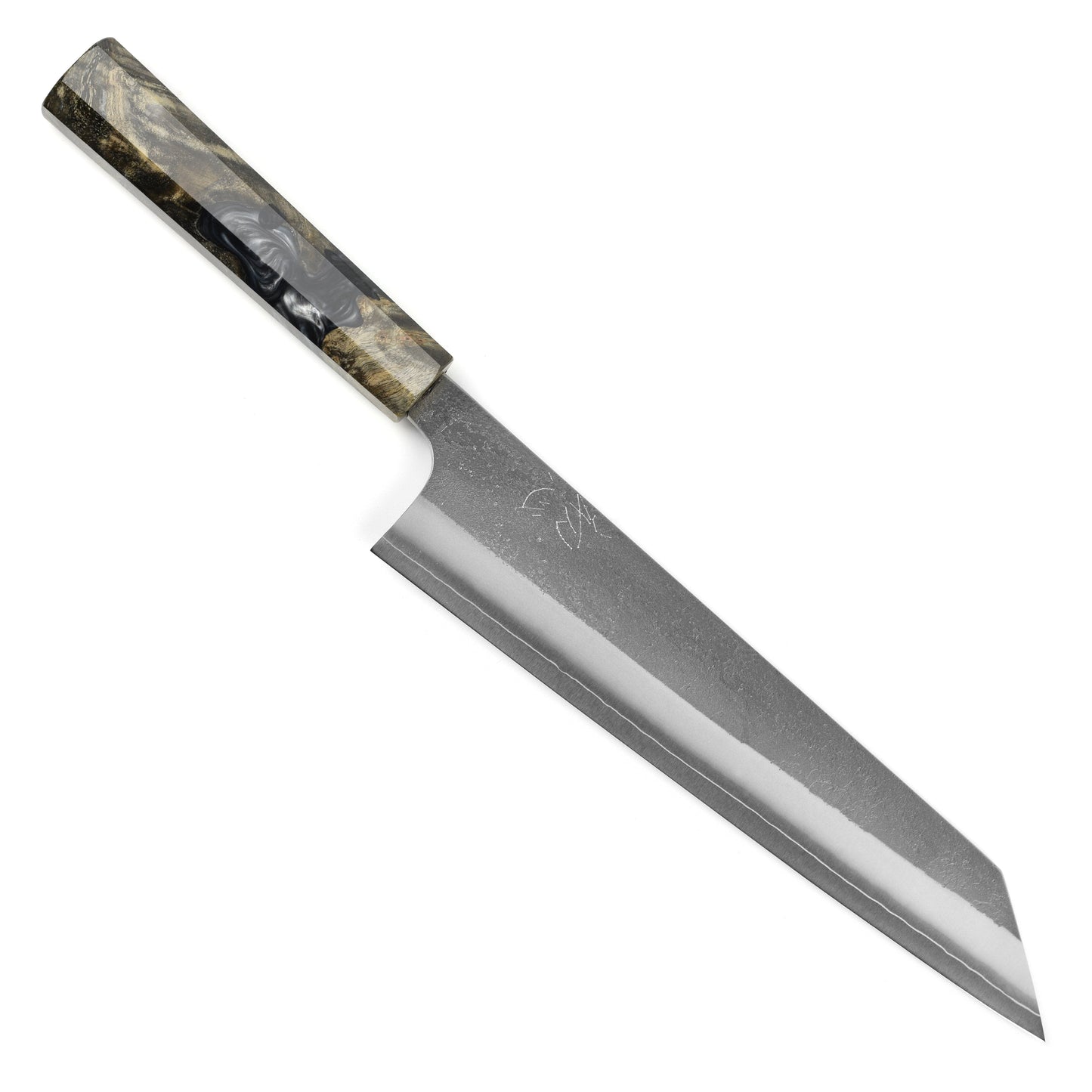 Yoshikane SKD Nashiji Stainless Clad 9.4" Kiritsuke, Stabilized Birch