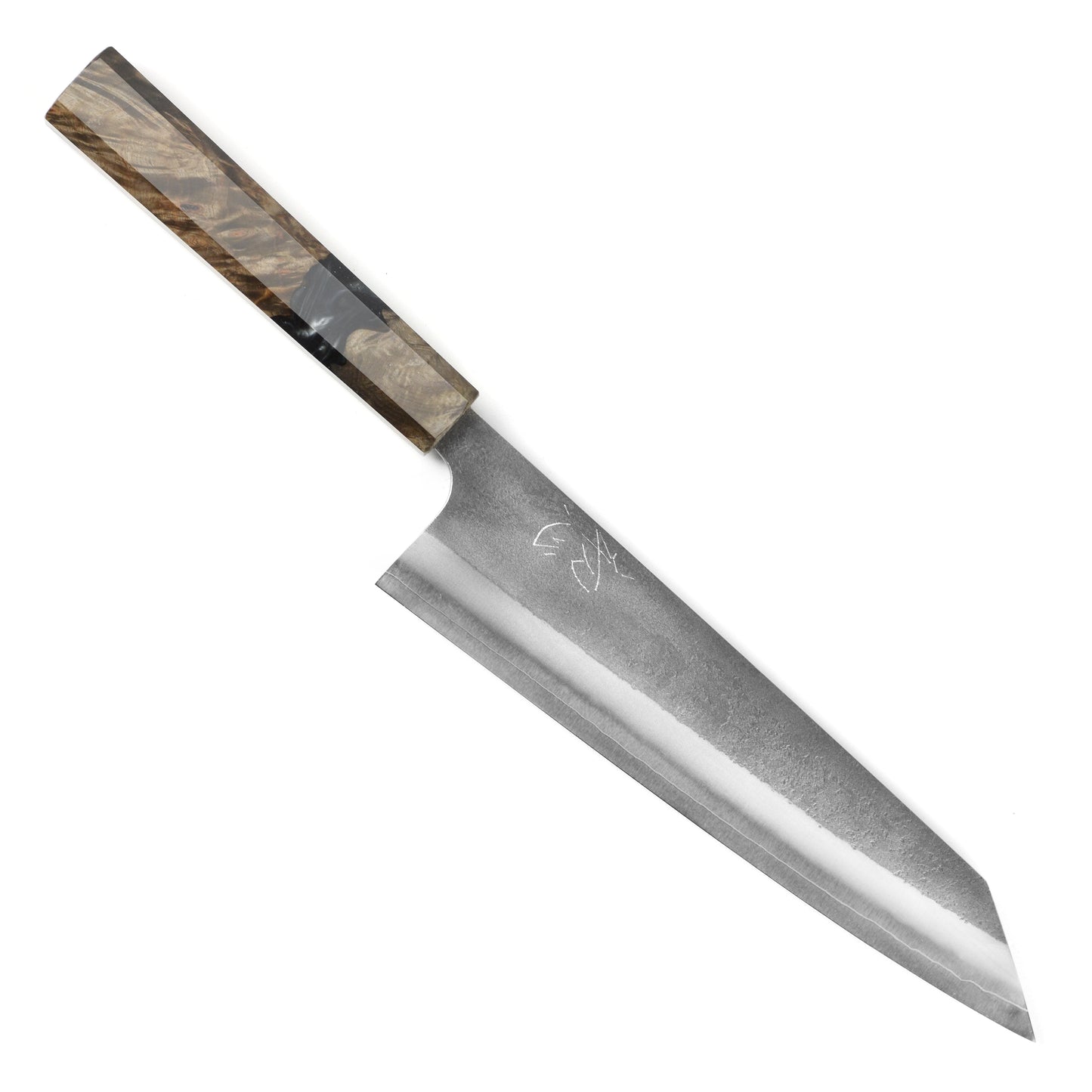 Yoshikane SKD Nashiji Stainless Clad 8.25" Kiritsuke, Stabilized Birch