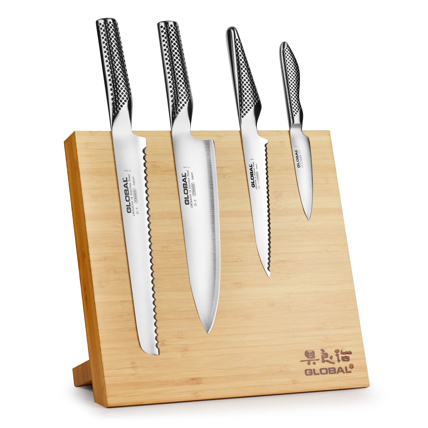 Global 5 Piece Magnetic Easel Knife Set, Bamboo Block