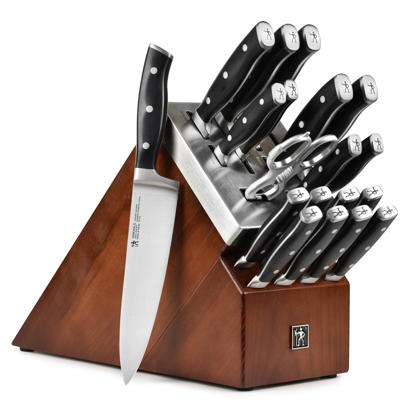 Henckels Forged Accent 20 Piece Self-Sharpening Knife Block Set, Black Handles