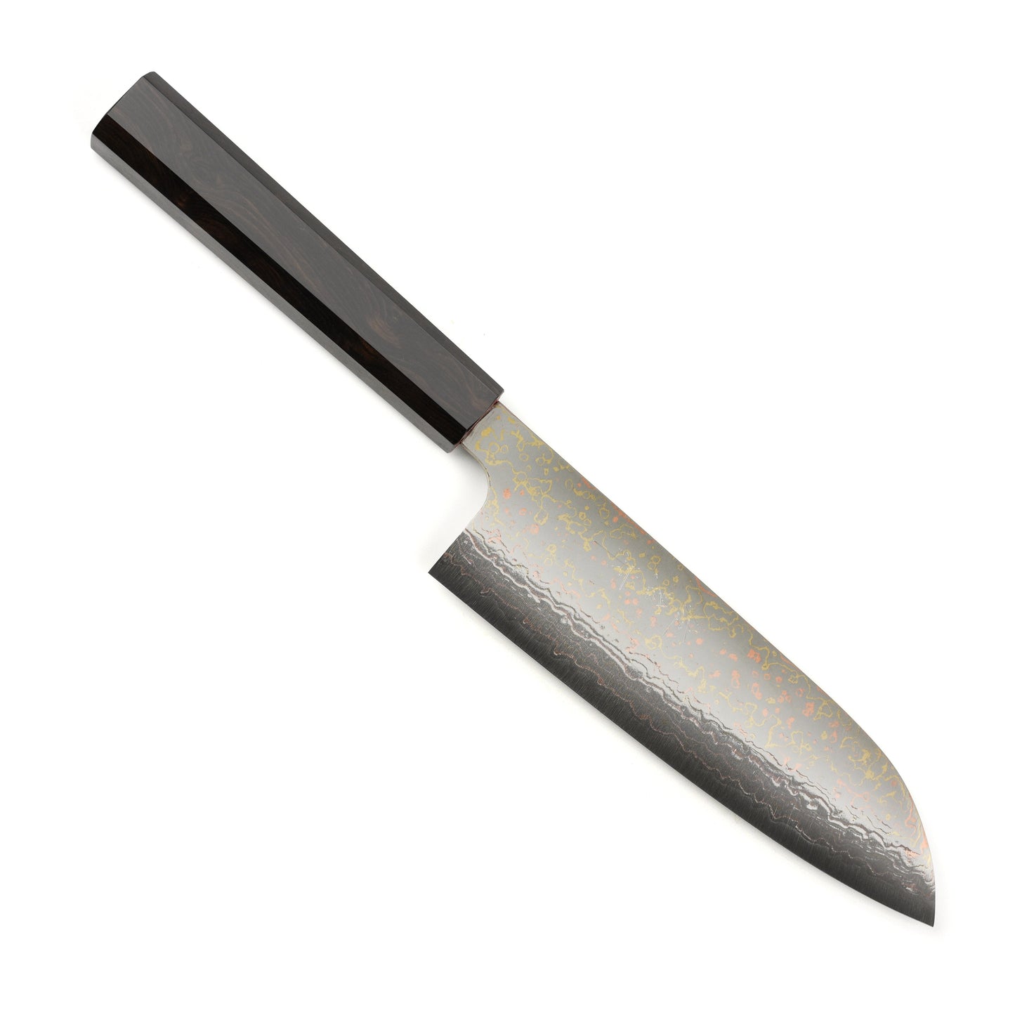 Saji Rainbow Damascus 6.5" Santoku, Ebony
