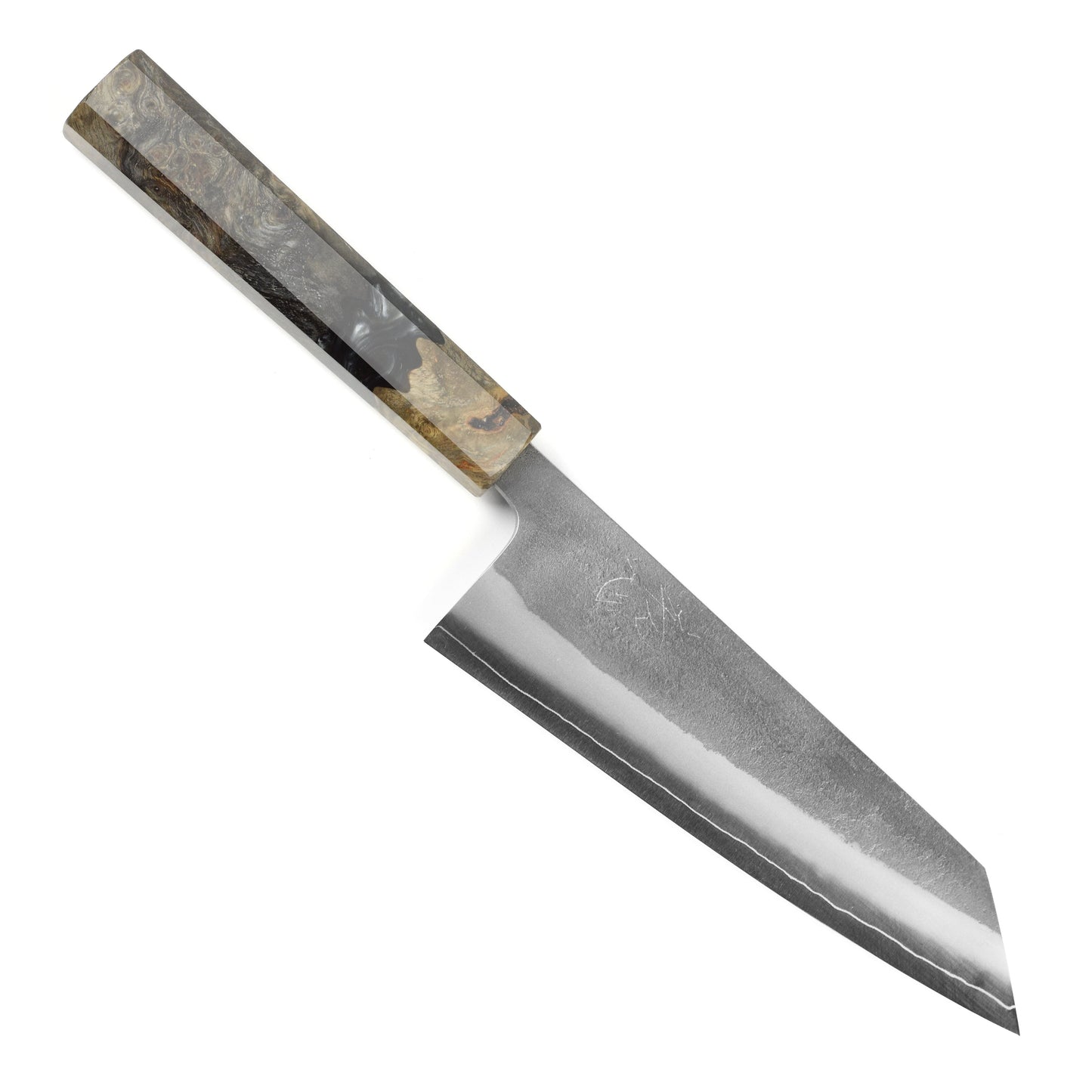 Yoshikane SKD Nashiji Stainless Clad 6.5" Bunka, Stabilized Birch