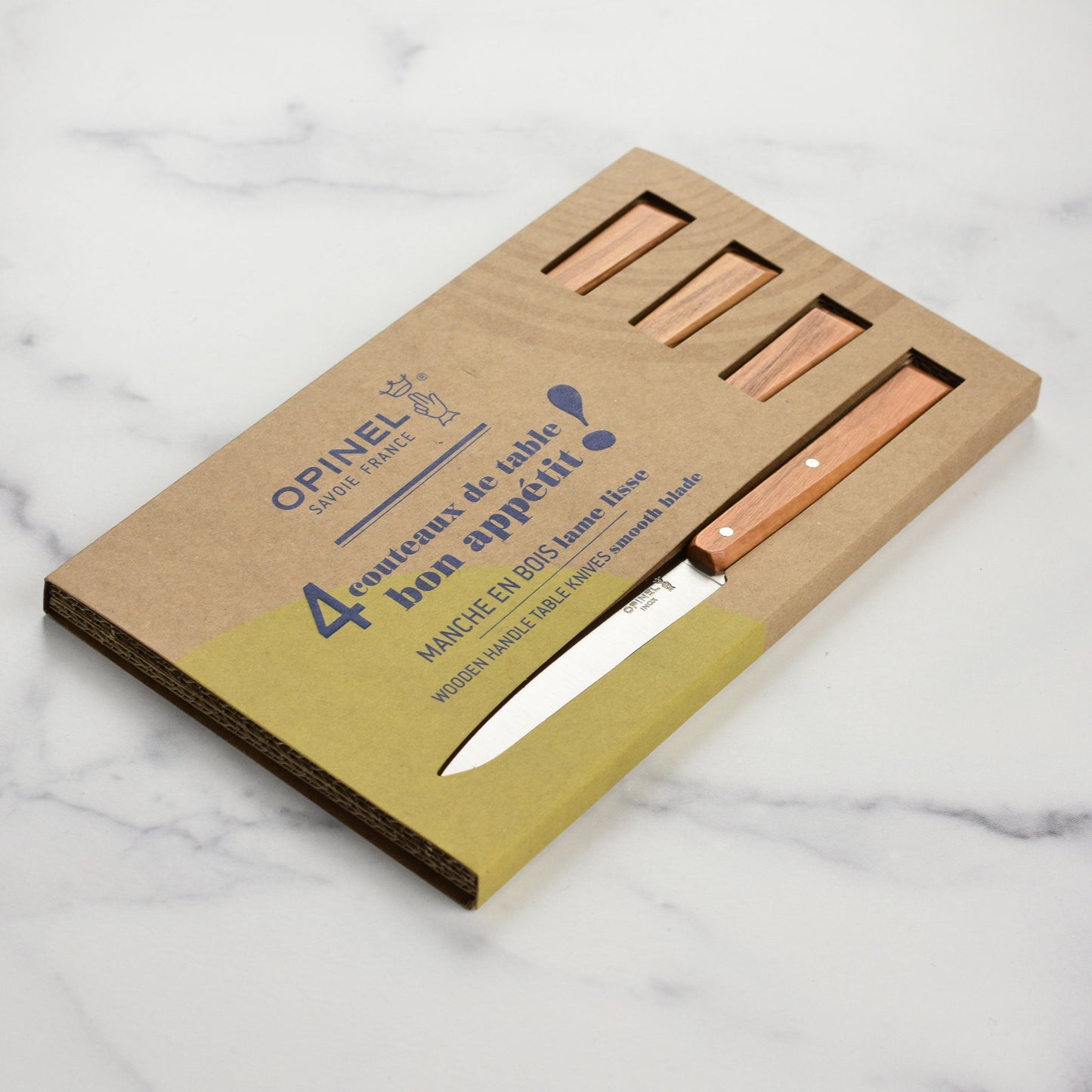 Opinel 4 Piece Olive Wood Handle Steak Knife Set