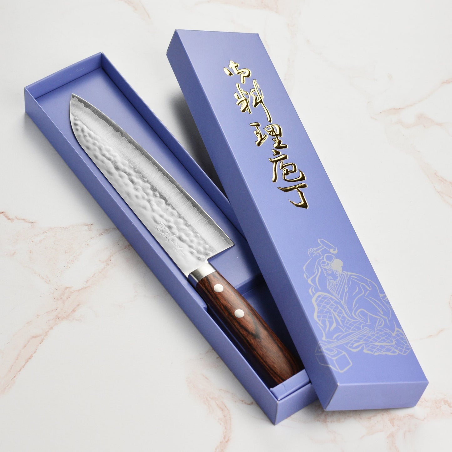 Masutani VG1 Hammered 7" Gyuto, Brown Handle