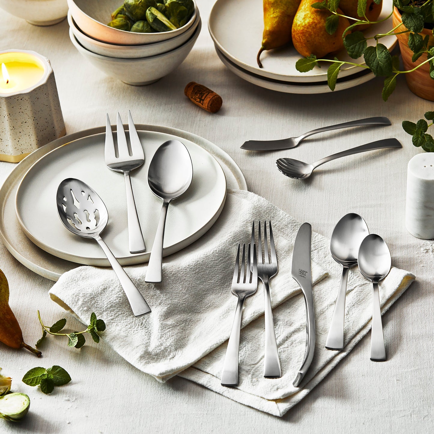 Zwilling Bellasera 45 Piece Stainless Steel Flatware Set, Satin Finish