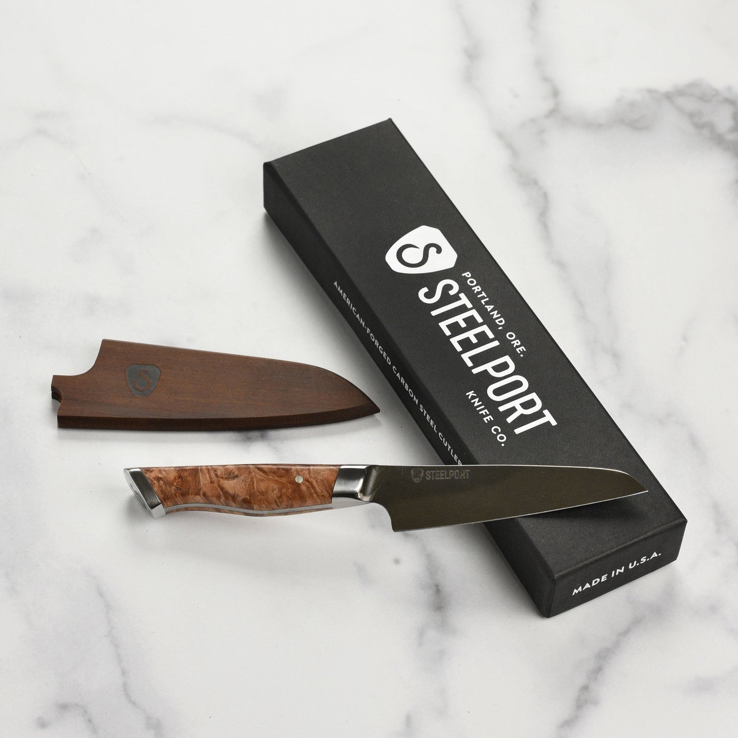 Steelport Carbon Steel 4" Paring Knife with Oregon Maple Magnetic Sheath