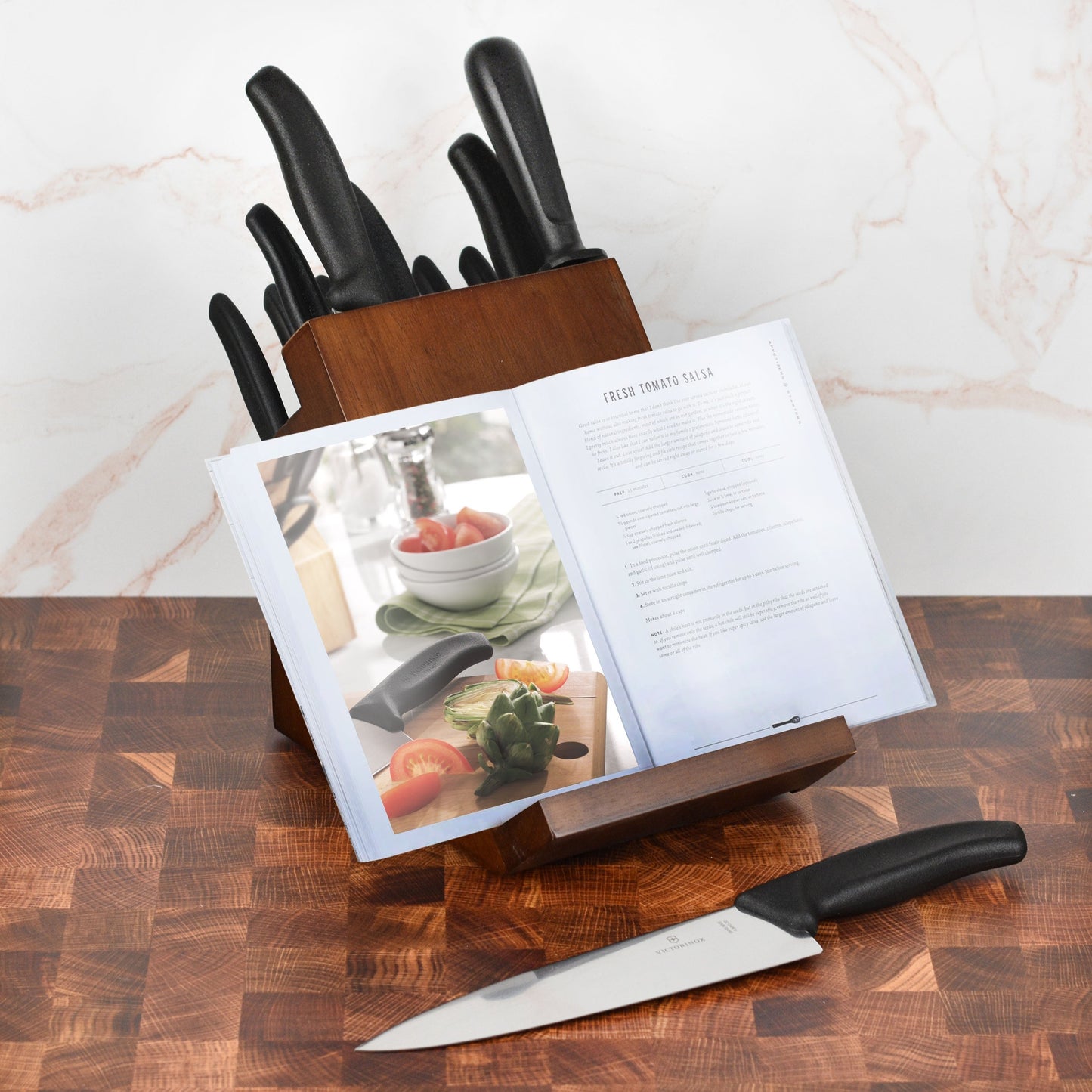 Victorinox Swiss Classic 14 Piece Walnut Swivel Knife Block Set