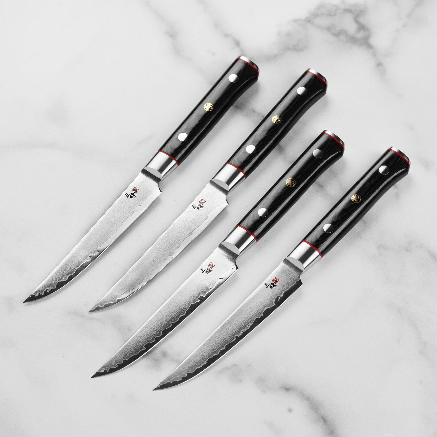 Zanmai Classic Pro Zebra Damascus 4 Piece Steak Knife Set