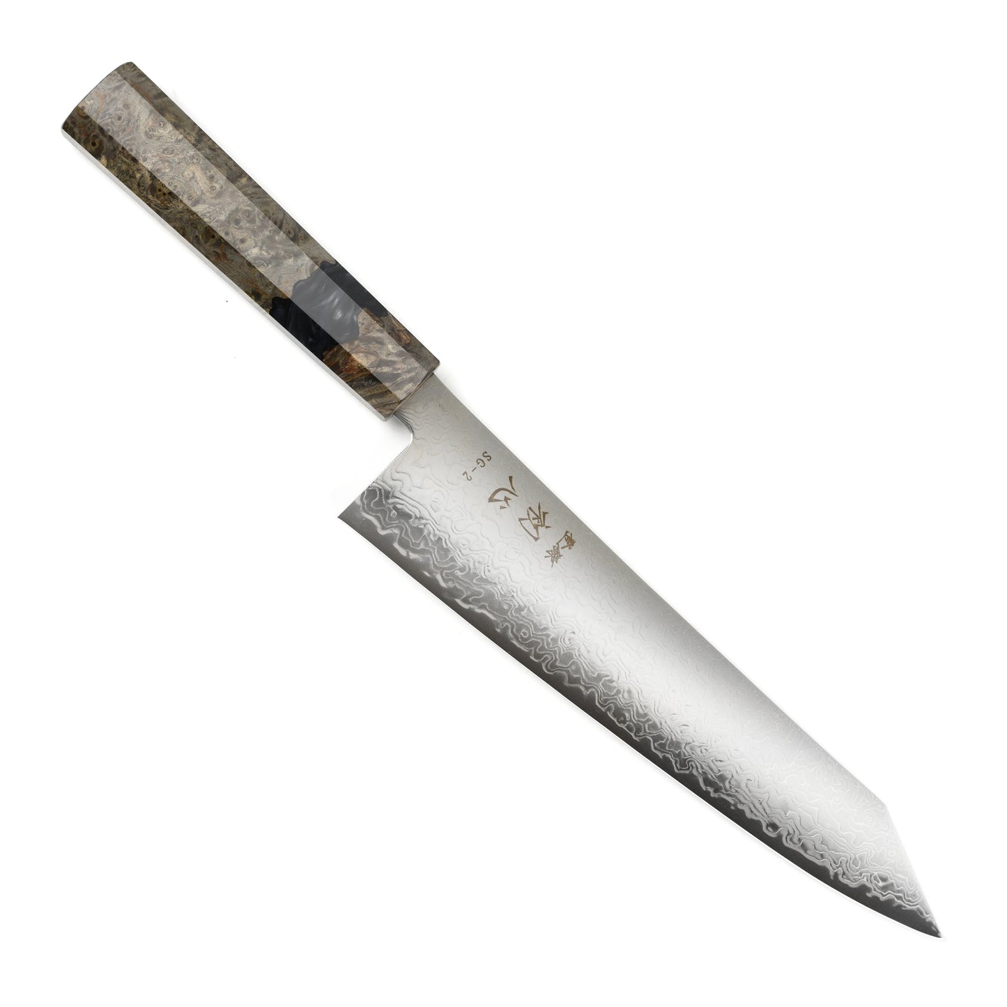 Hatsukokoro Ryuhyo SG2 Damascus 8.25" Kiritsuke Gyuto, Stabilized Birch