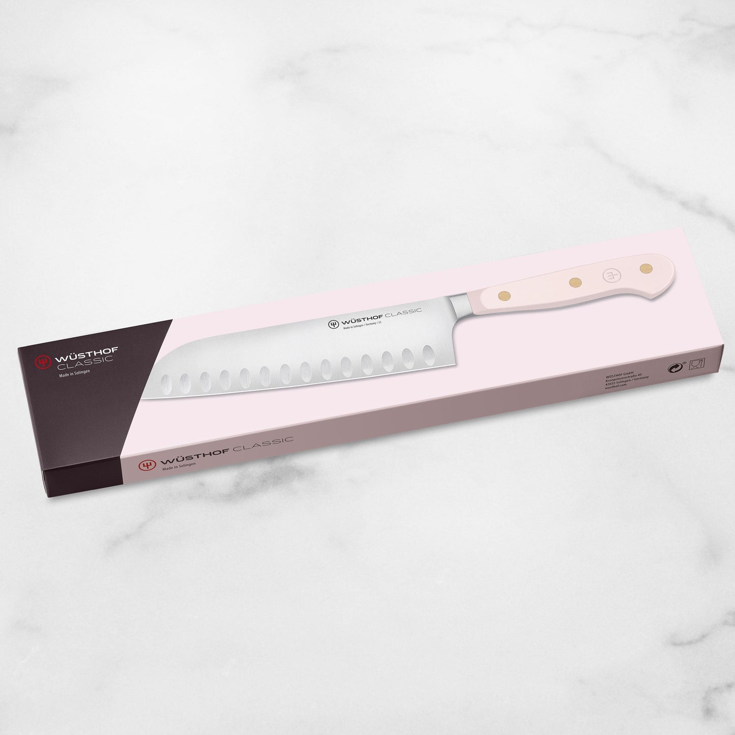 Wusthof Classic Pink Himalayan Salt 7" Hollow Edge Santoku Knife