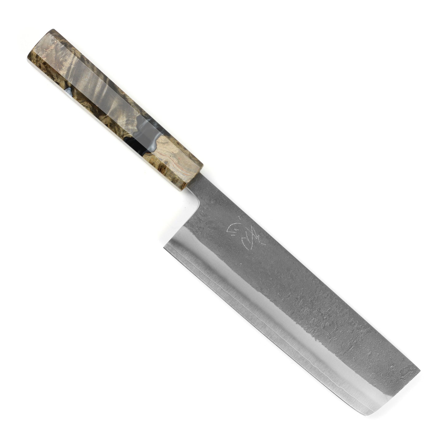 Yoshikane SKD Nashiji Stainless Clad 6.5" Nakiri, Stabilized Birch