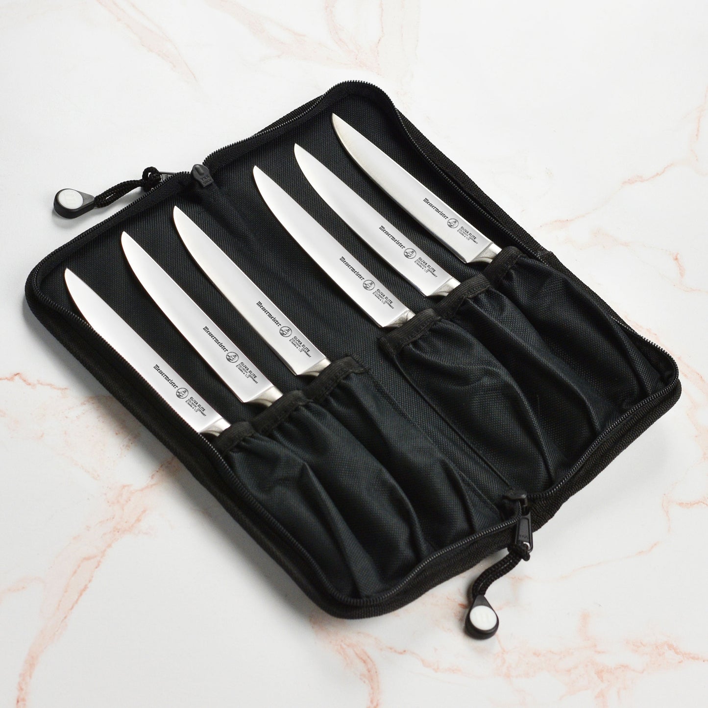 Messermeister Oliva Elite 6 Piece Steak Knife Set with Pouch
