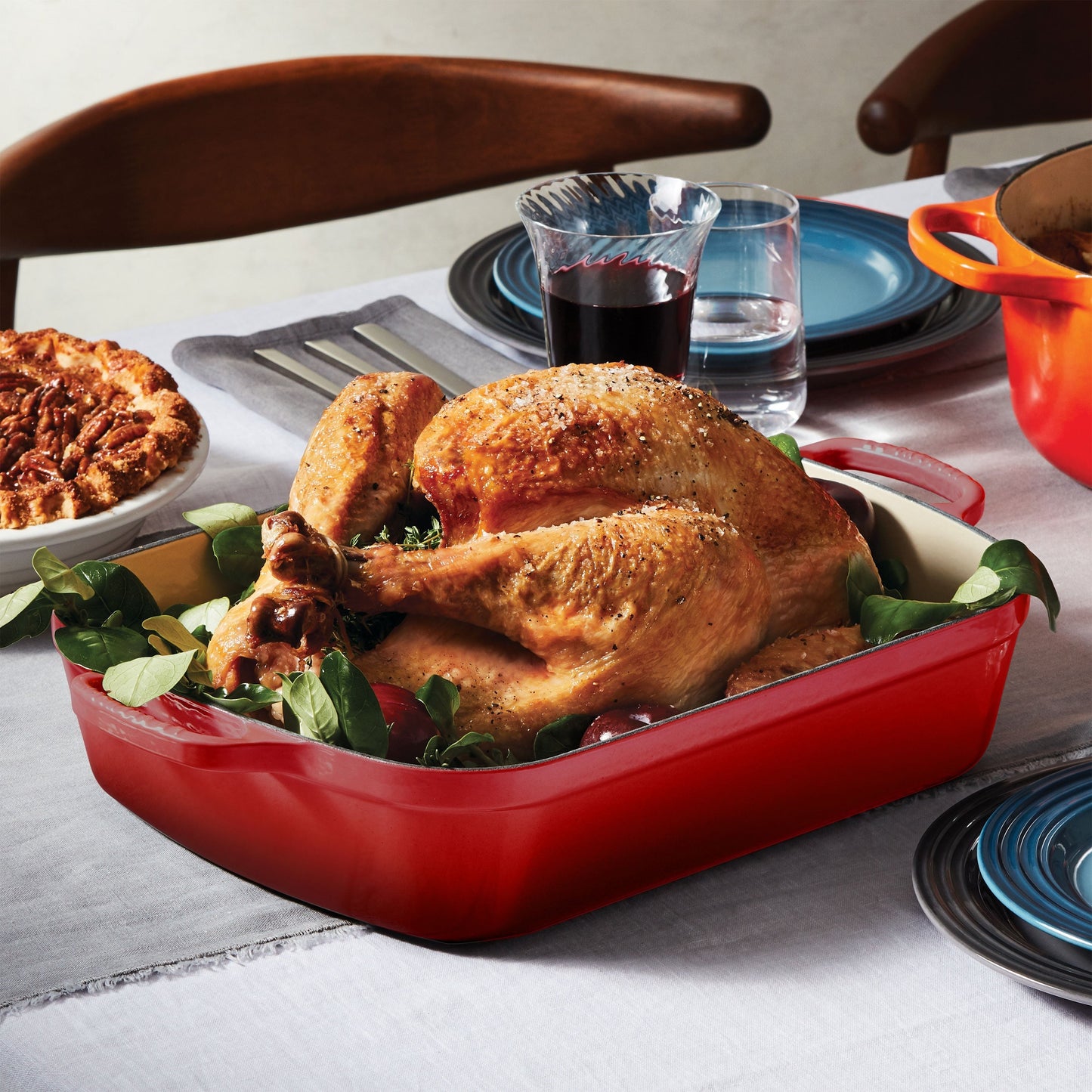 Le Creuset Signature Cast Iron Cerise Roasting Pan, 12.75x9.75"