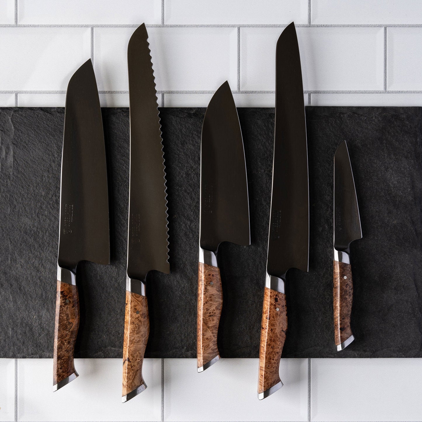 Steelport Carbon Steel 6 Piece Magnetic Knife Block Set