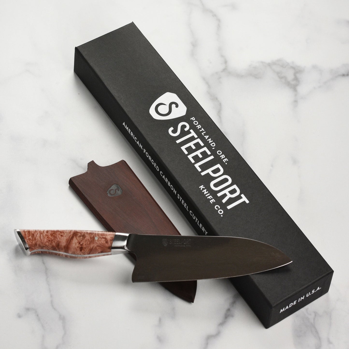 Steelport Carbon Steel 6" Chef's Knife with Oregon Maple Magnetic Sheath