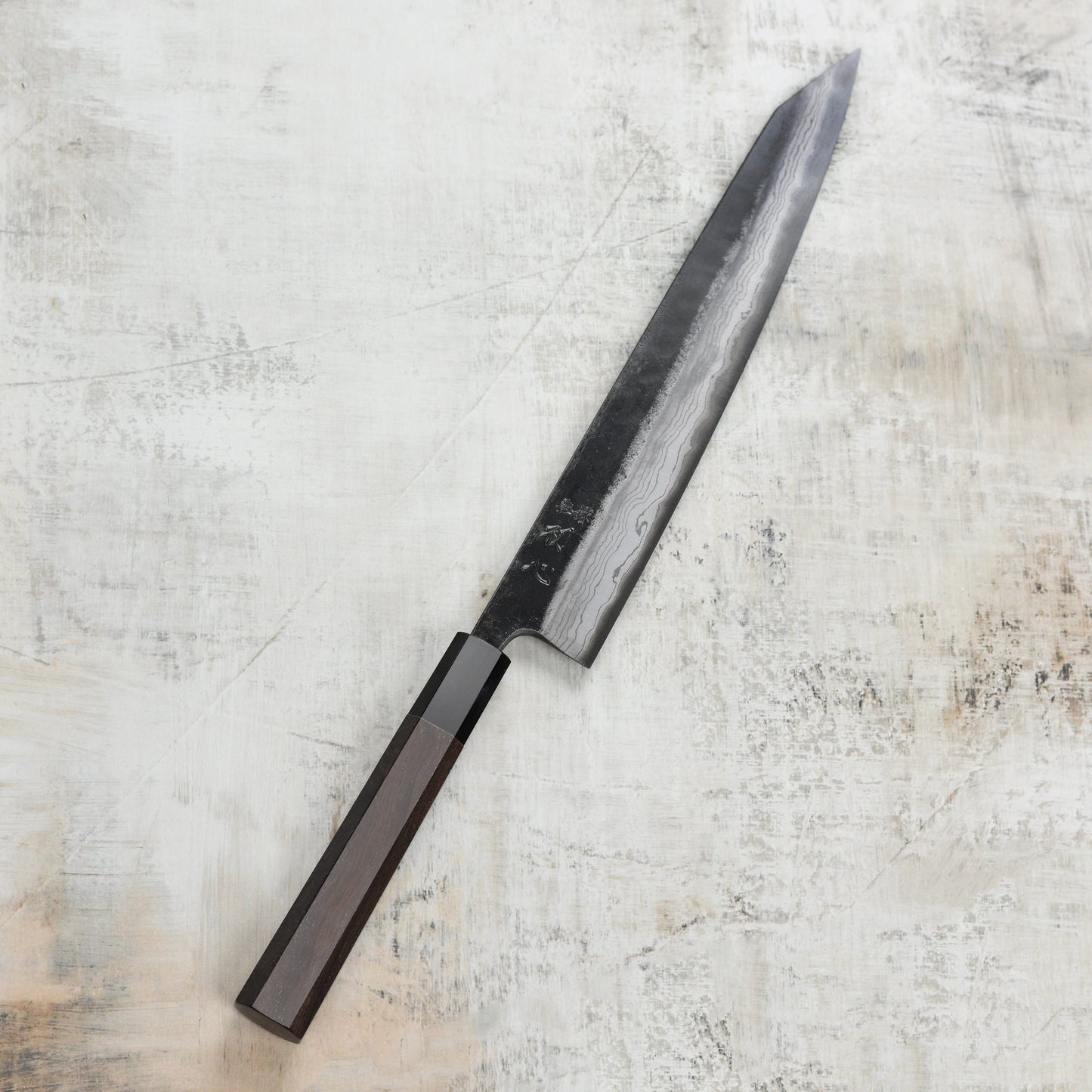 Hatsukokoro Kumokage Aogami #2 Kurouchi Damascus 9.8" Sujihiki