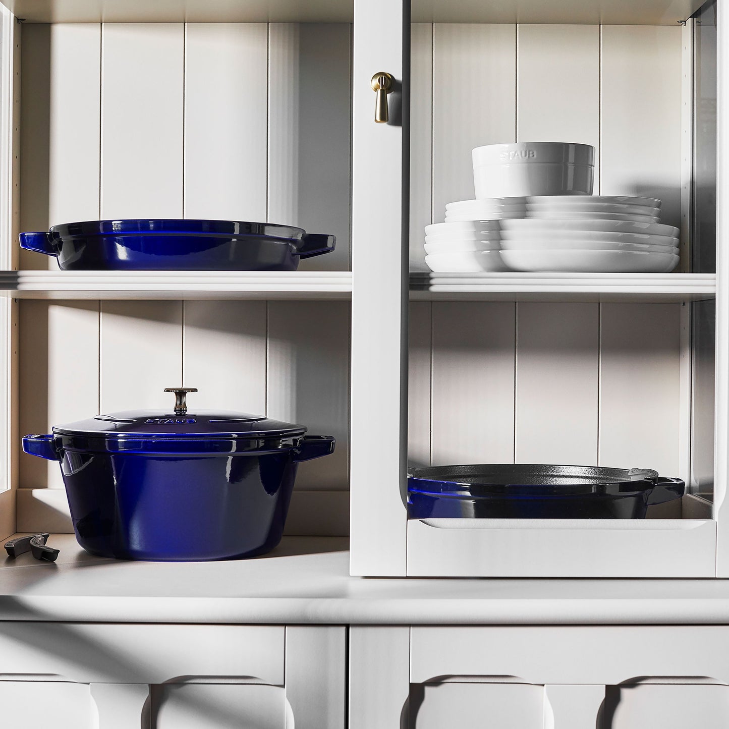 Staub 4 Piece Sapphire Blue Stackable Cast Iron Cookware Set