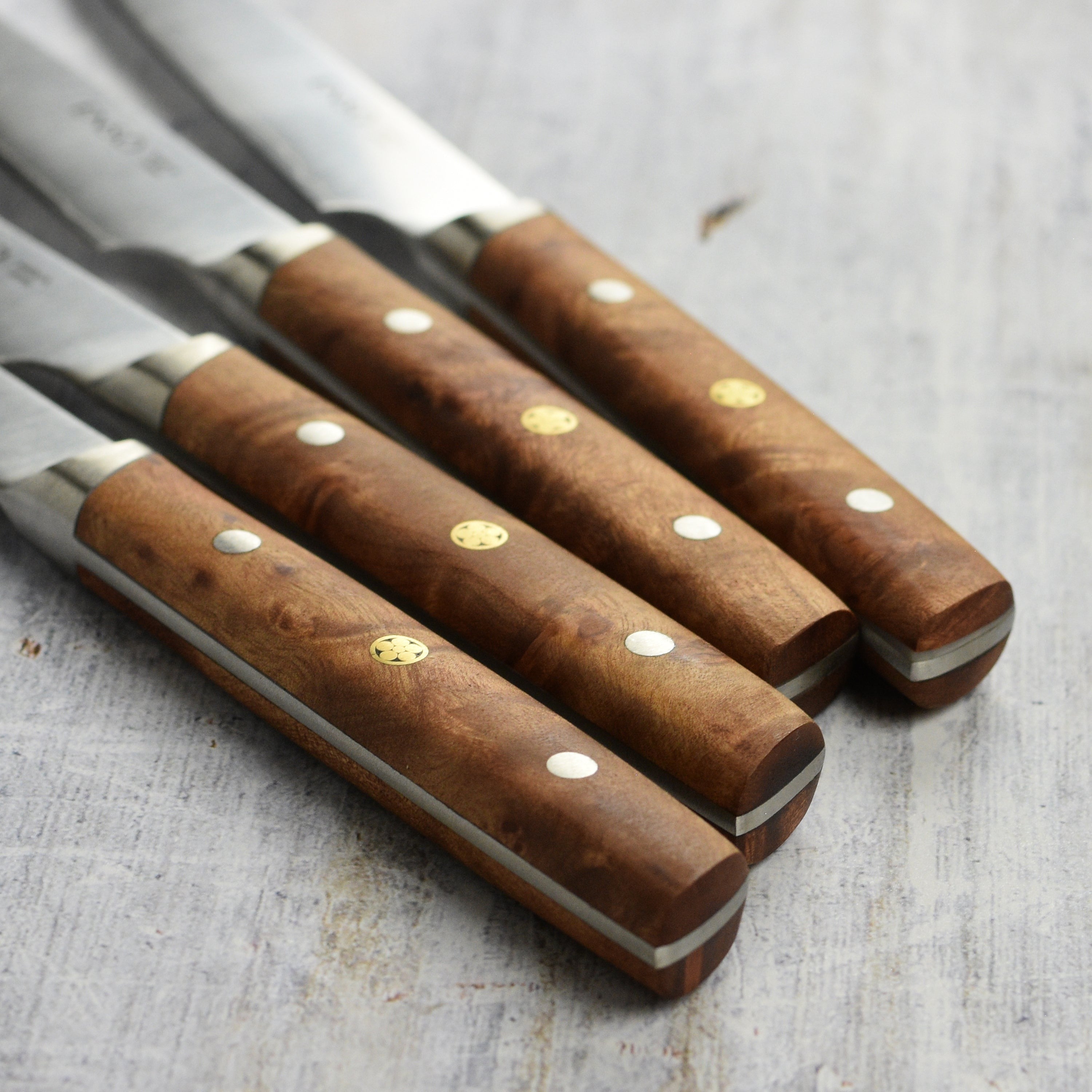 Enso Modern 4 Piece Steak Knife Set, Birchwood