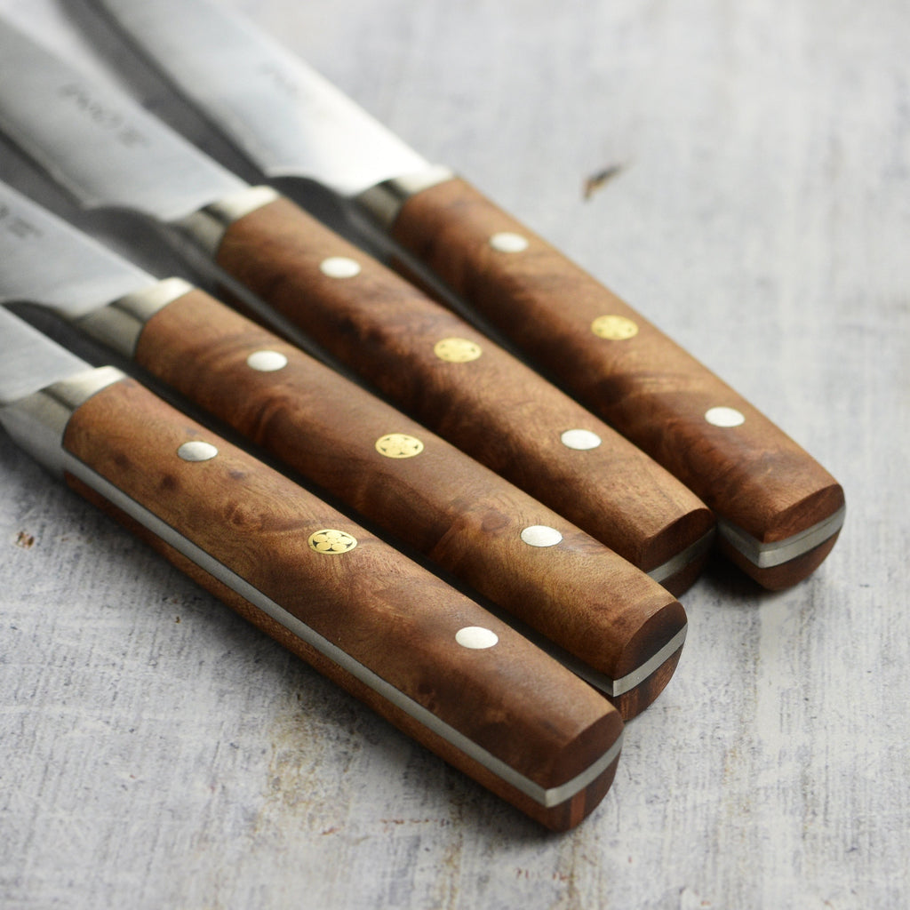 Enso Modern 4 Piece Steak Knife Set, Birchwood