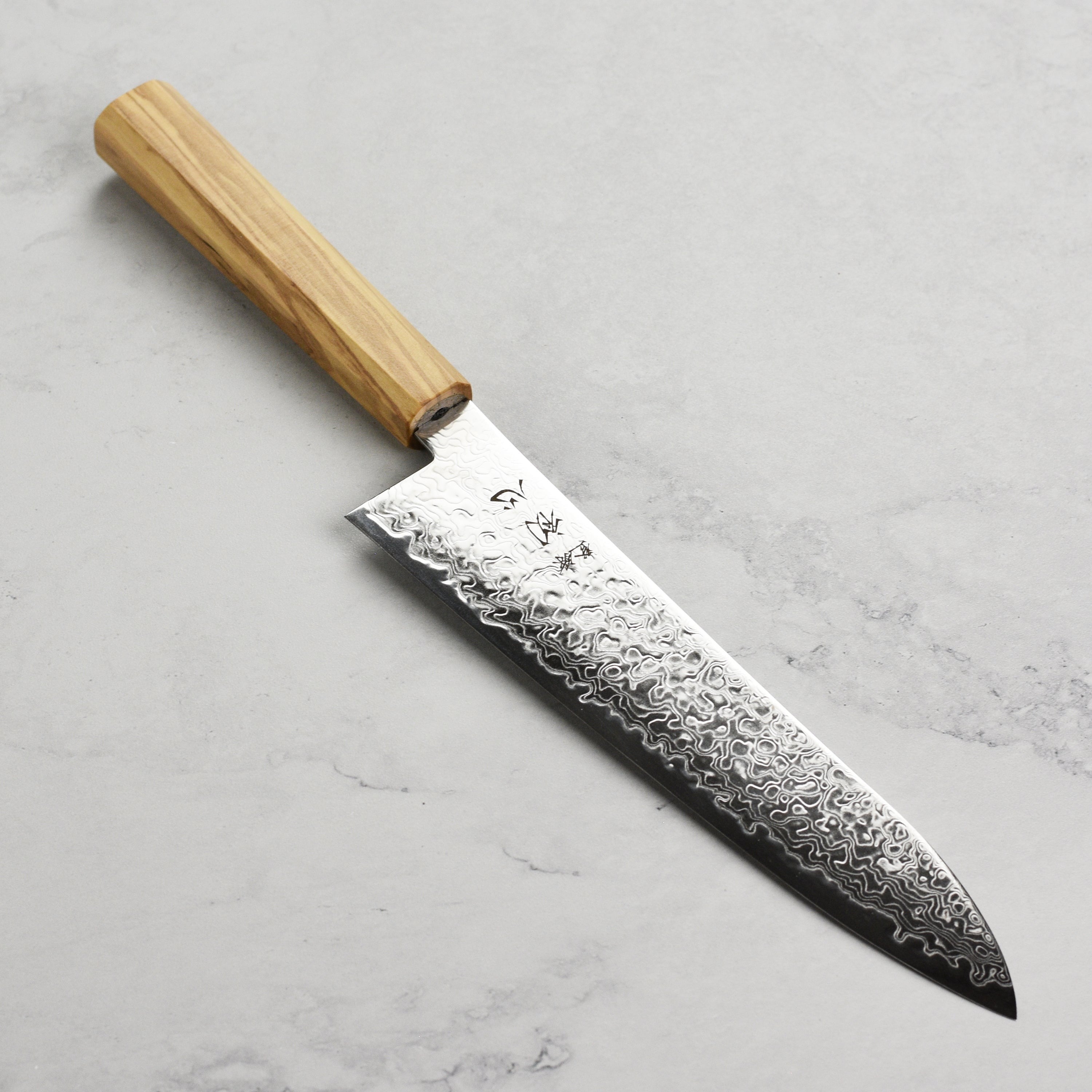 Hatsukokoro Ryuhyo SG2 Damascus 8.25" Gyuto, Olivewood
