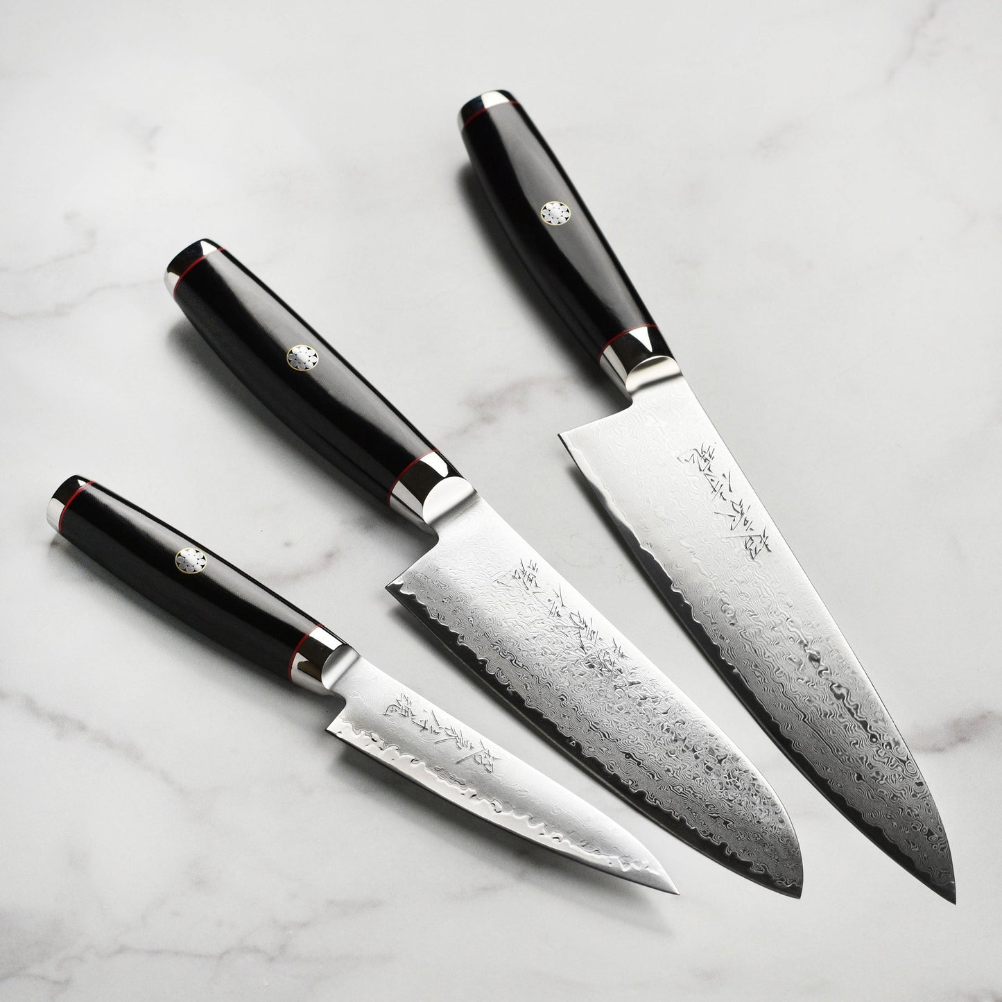Yaxell Ypsilon SG2 3 Piece Knife Set with Japanese Katana Stand