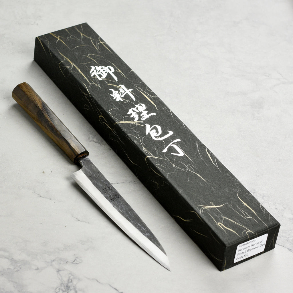 Hatsukokoro Kurokaze Shirogami #2 Kurouchi Stainless Clad 5.9" Petty