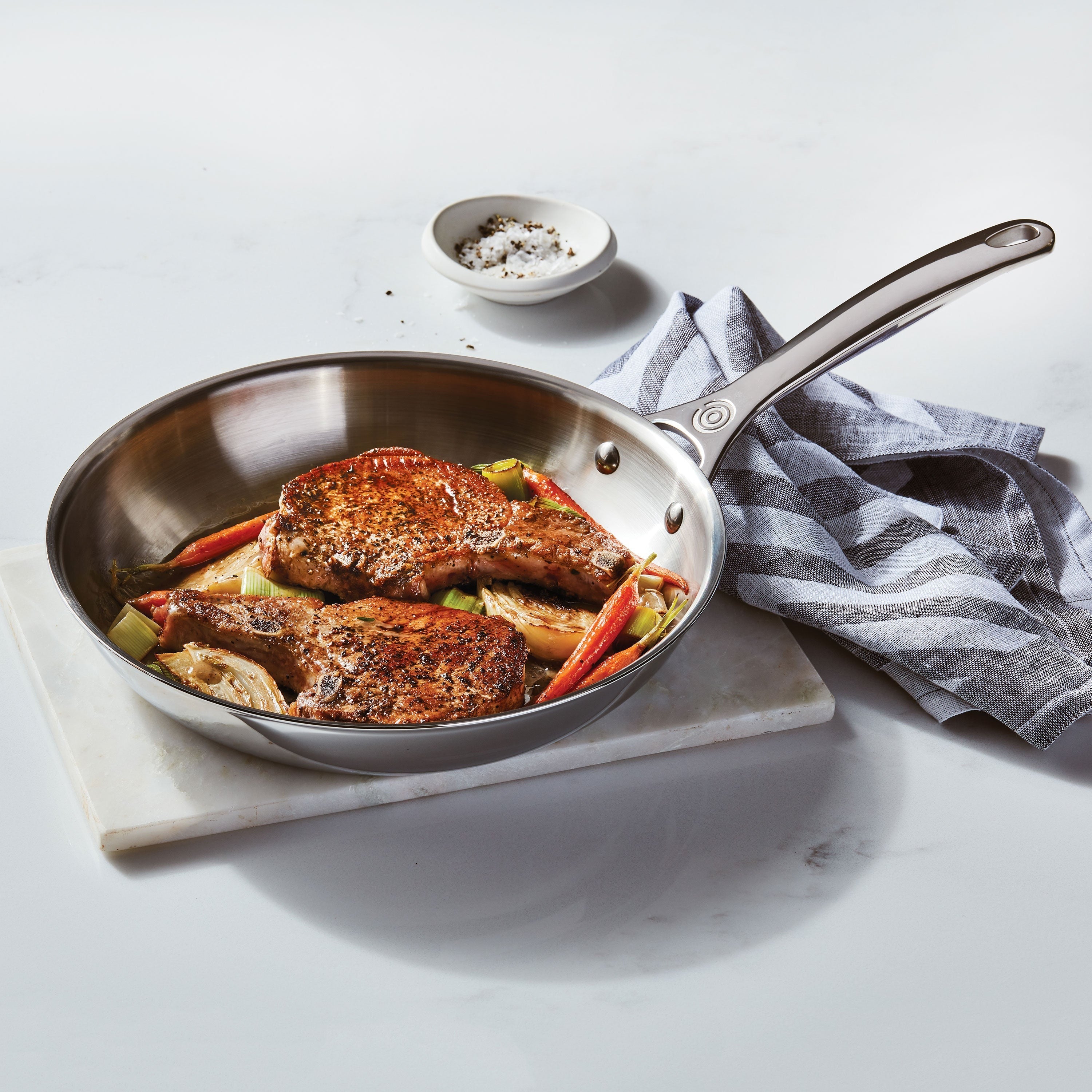 Le Creuset Stainless Steel 4 Piece Skillet & Saucepan Set