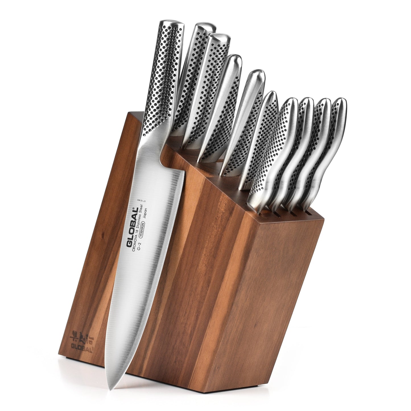 Global Akari 11 Piece Knife Block Set, Acacia