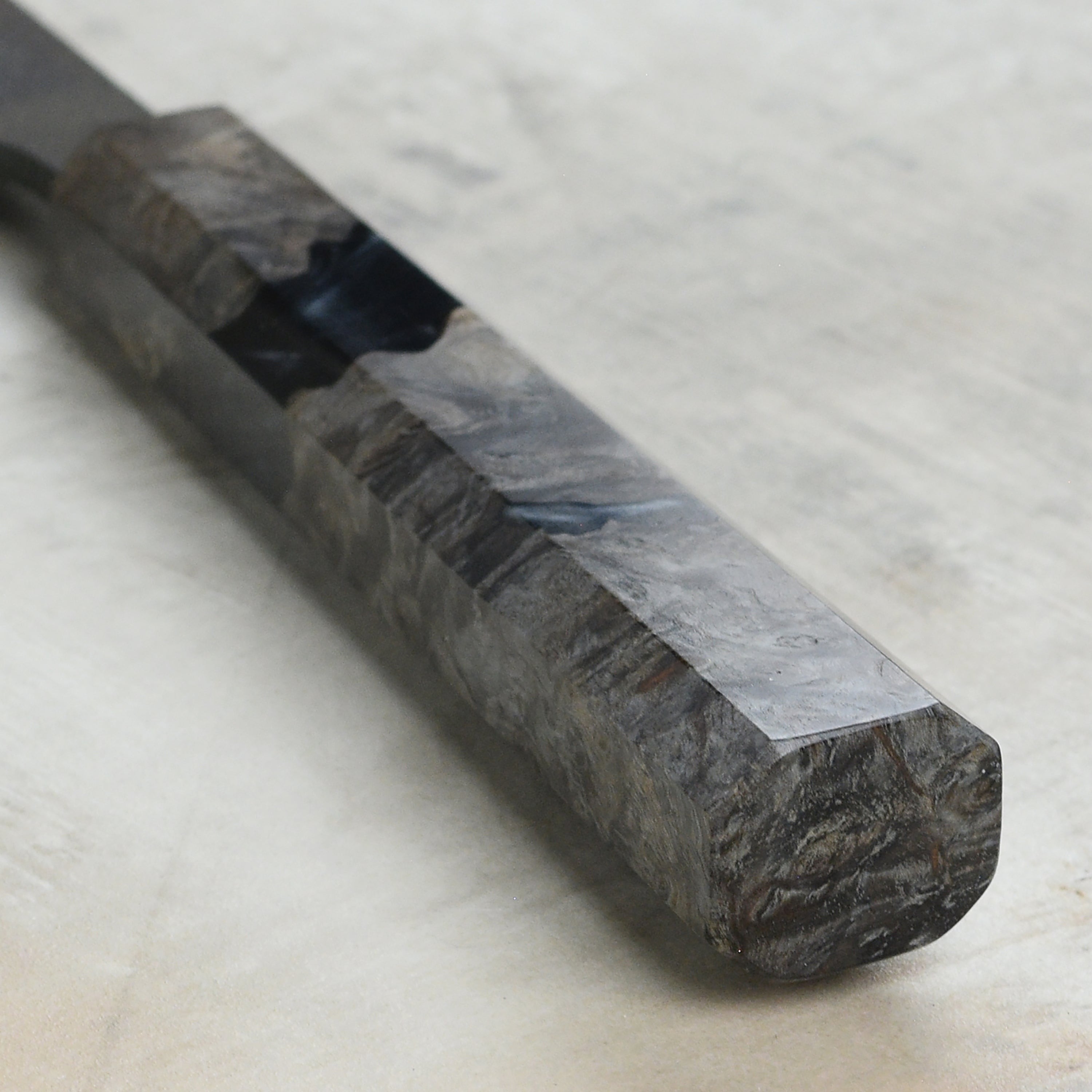 Hatsukokoro Shinkiro Aogami Super Kurouchi Damascus 6.5" Nakiri, Stabilized Birch