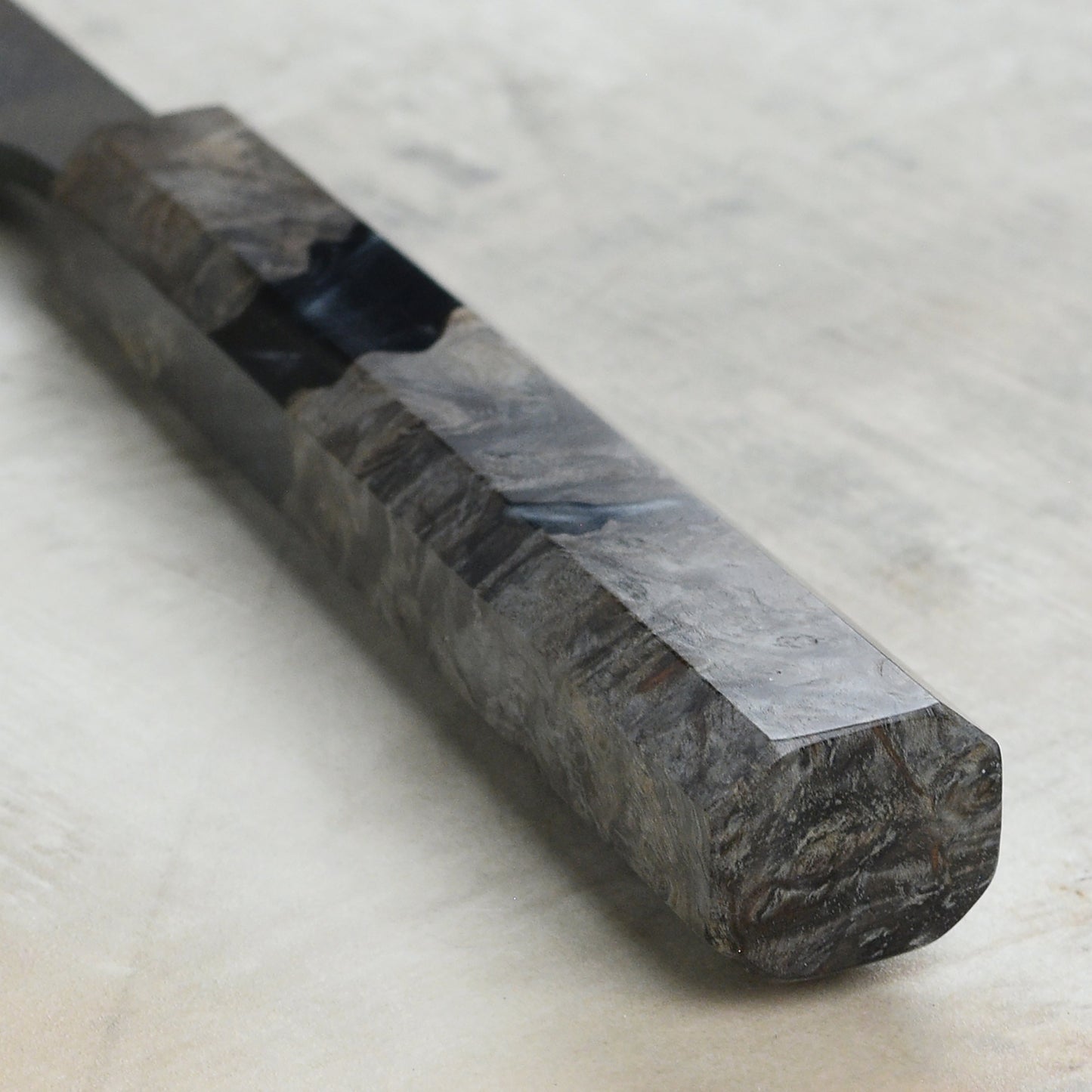 Hatsukokoro Shinkiro Aogami Super Kurouchi Damascus 6.5" Nakiri, Stabilized Birch