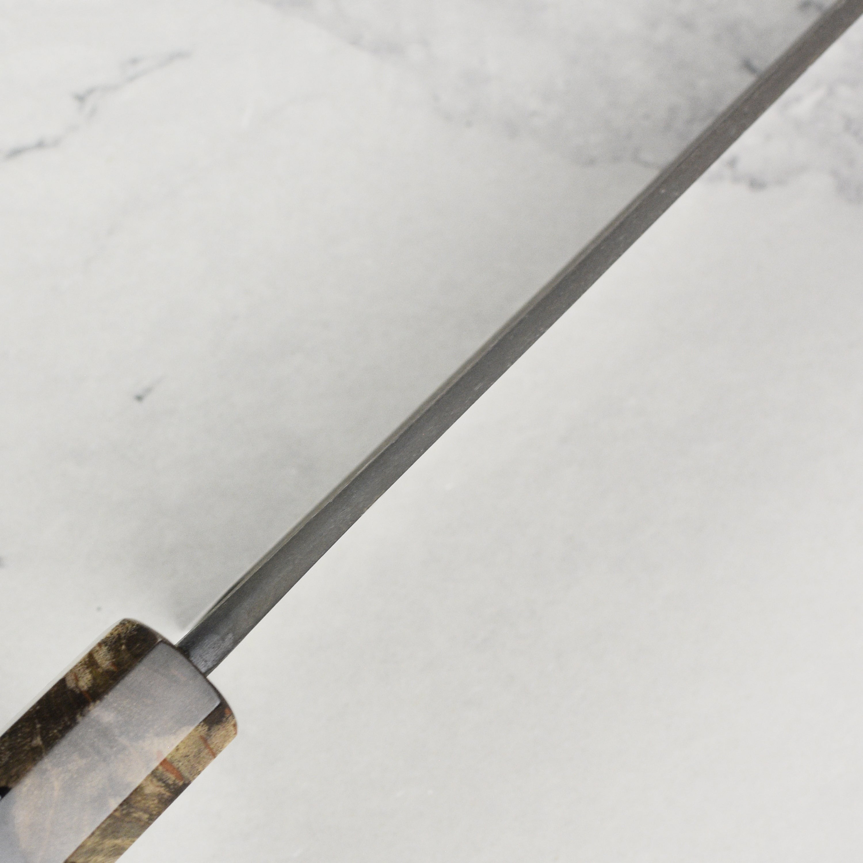 Hatsukokoro Shinkiro Aogami Super Kurouchi Damascus 8.25" Gyuto, Stabilized Birch
