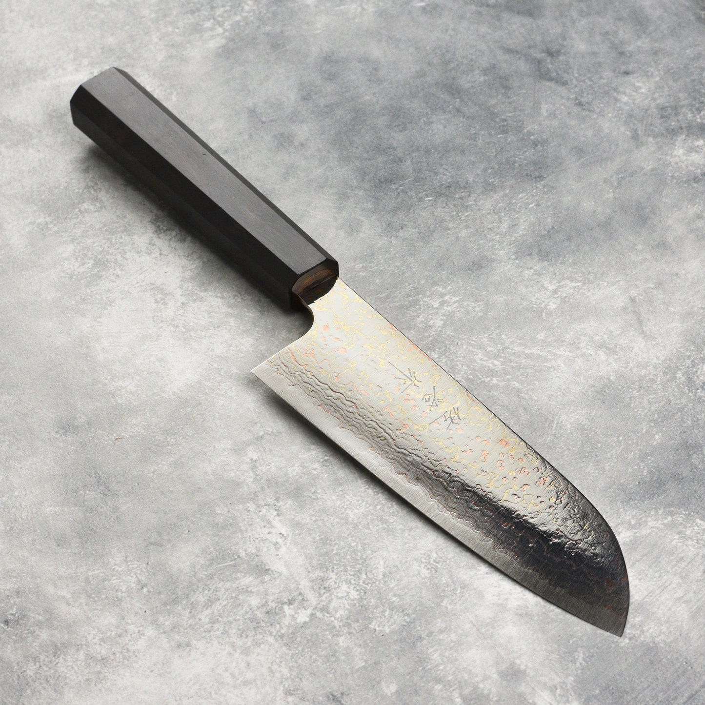 Saji Rainbow Damascus 6.5" Santoku, Ebony