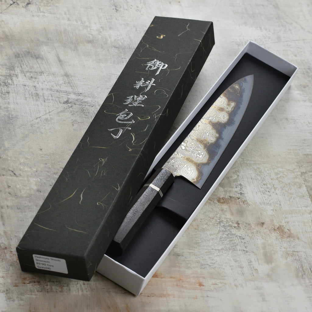 Shoichi Hashimoto Shiomachi Aogami #2 + Shirogami #2 Coreless Damascus 9.4" Gyuto