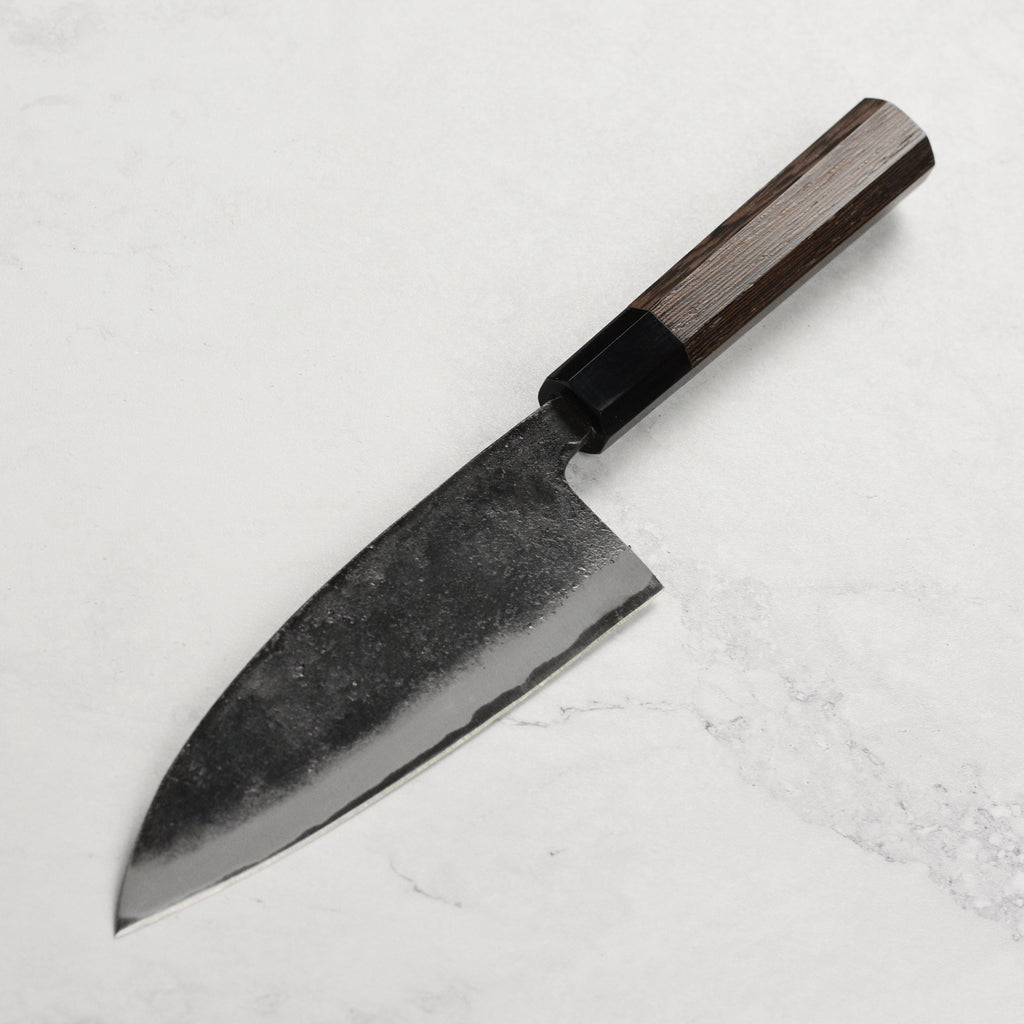 Hatsukokoro Kurokaze Aogami #2 Kurouchi 6.5" Double Bevel Deba, Wenge
