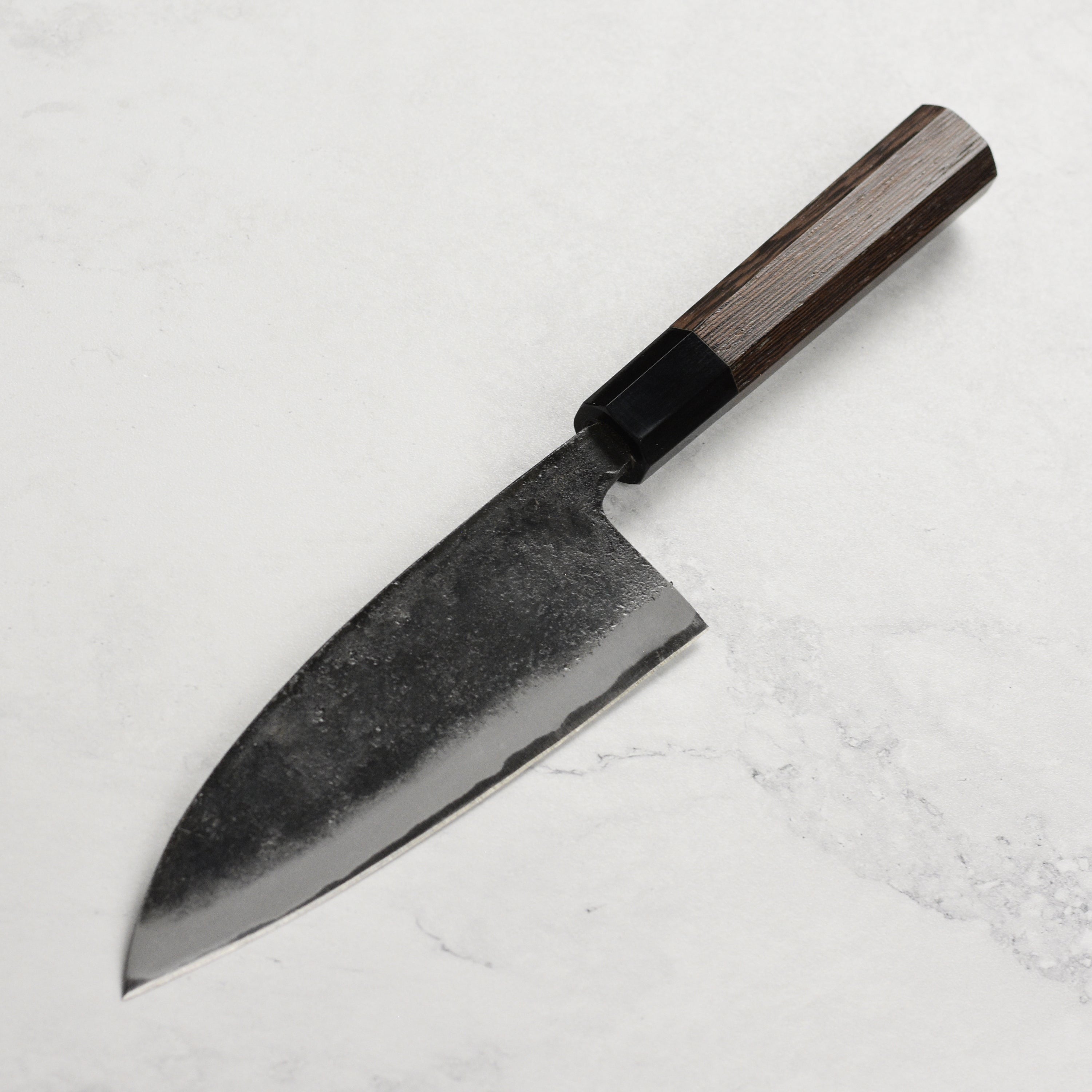 Hatsukokoro Kurokaze Aogami #2 Kurouchi 6.5" Double Bevel Deba, Wenge