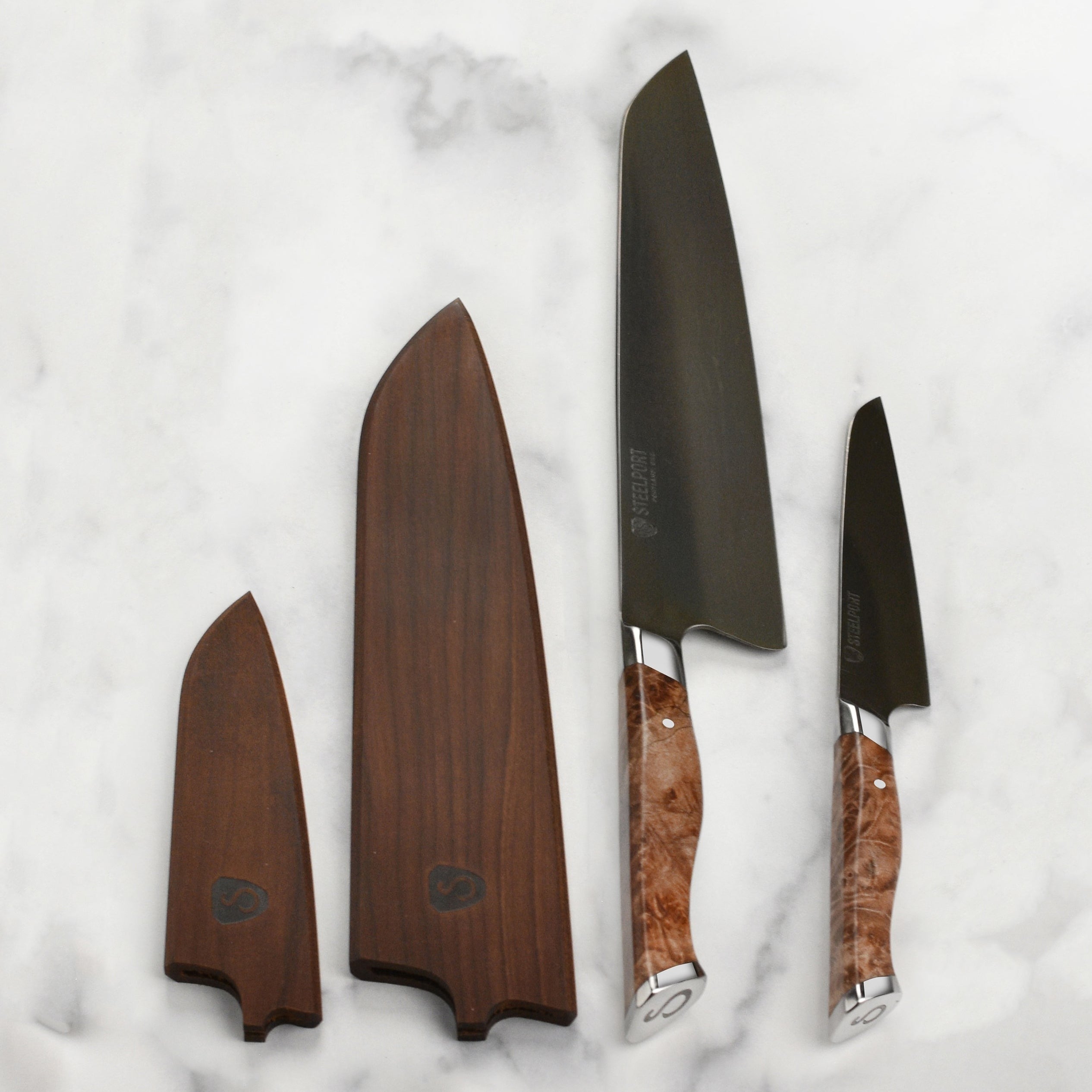 Steelport Carbon Steel 2 Piece Starter Knife Set with Oregon Maple Magnetic Sheaths