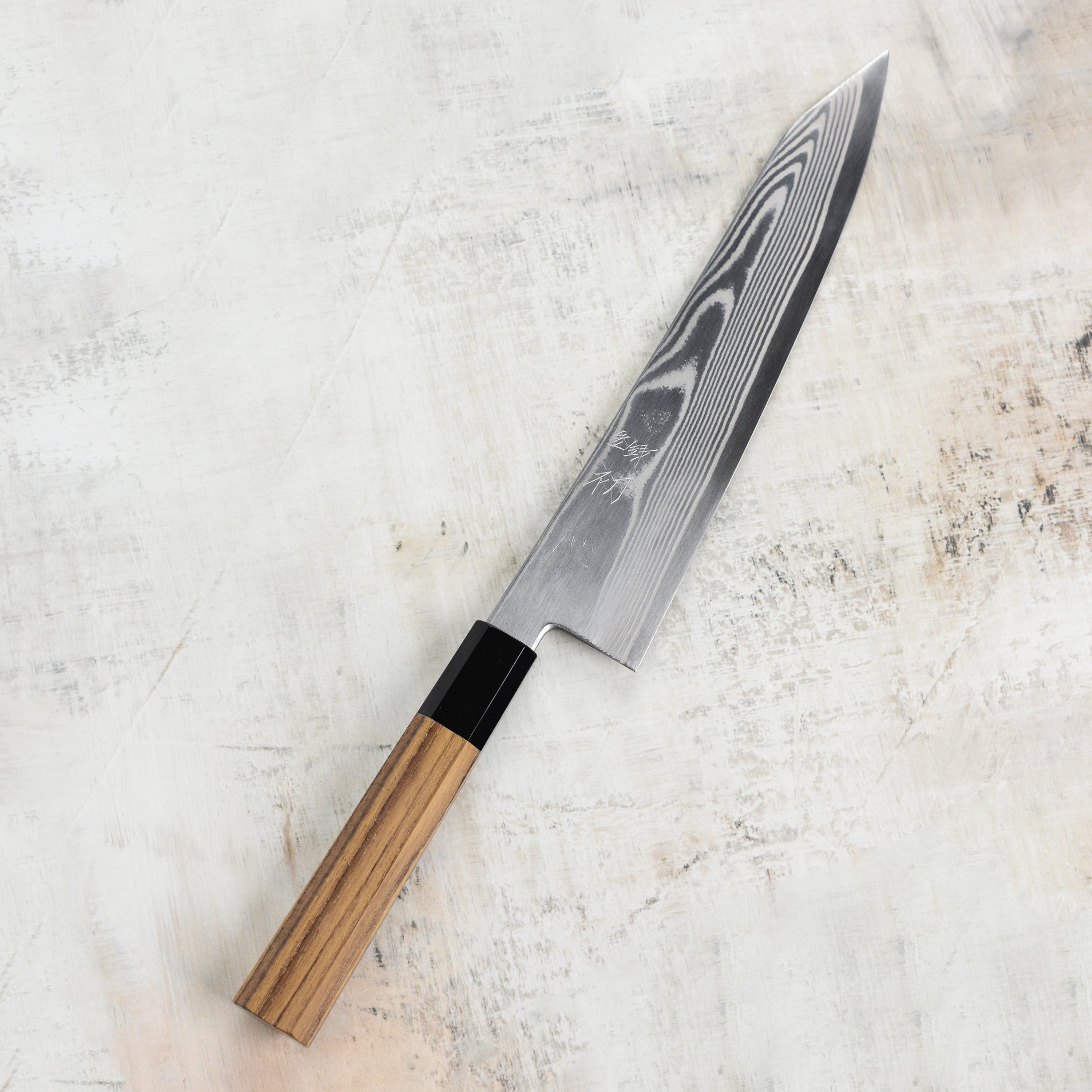 Hatsukokoro Ginsou Ginsan Damascus 8.25" Kiritsuke Gyuto