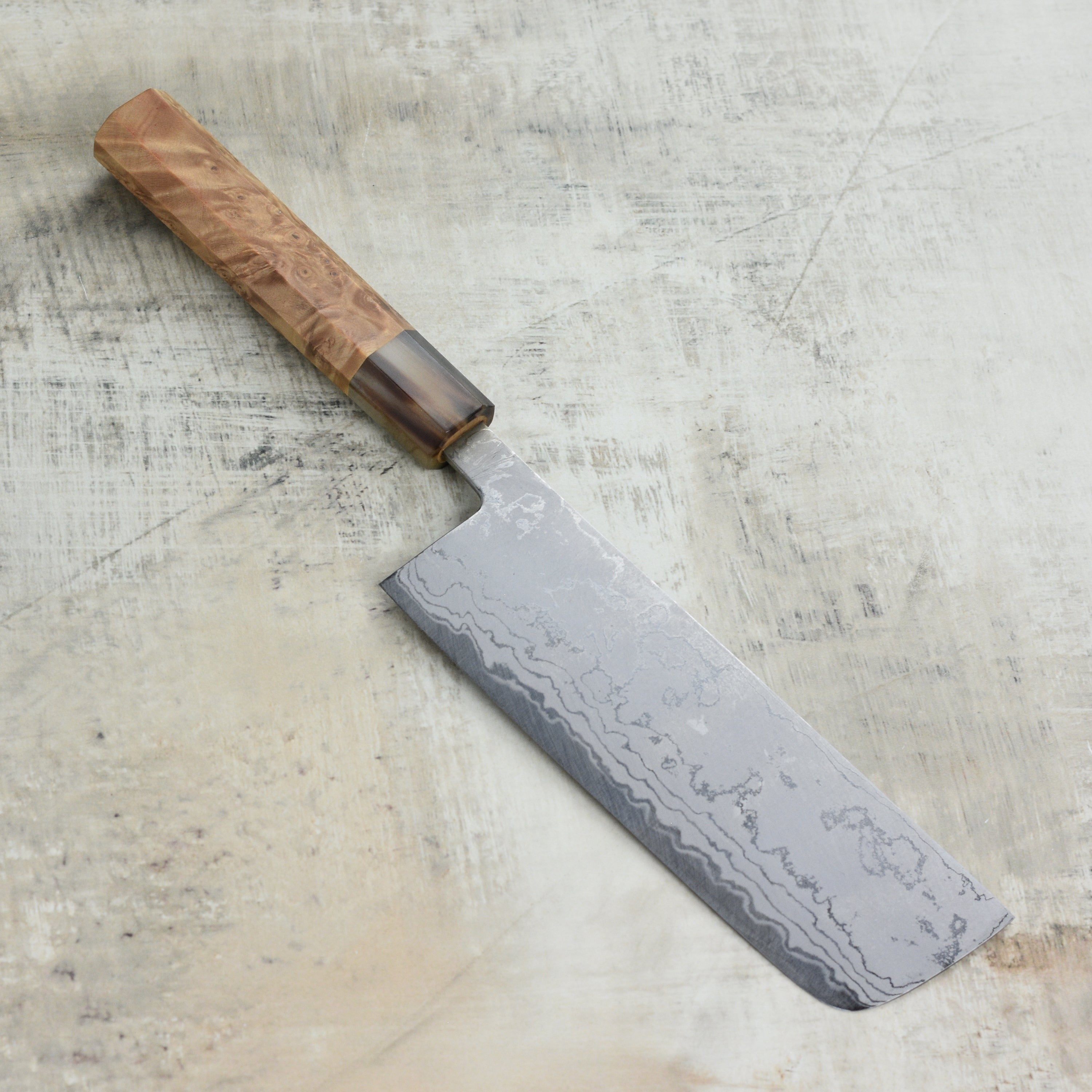 Shiro Kamo Shirogami #2 Damascus 6.5" Nakiri