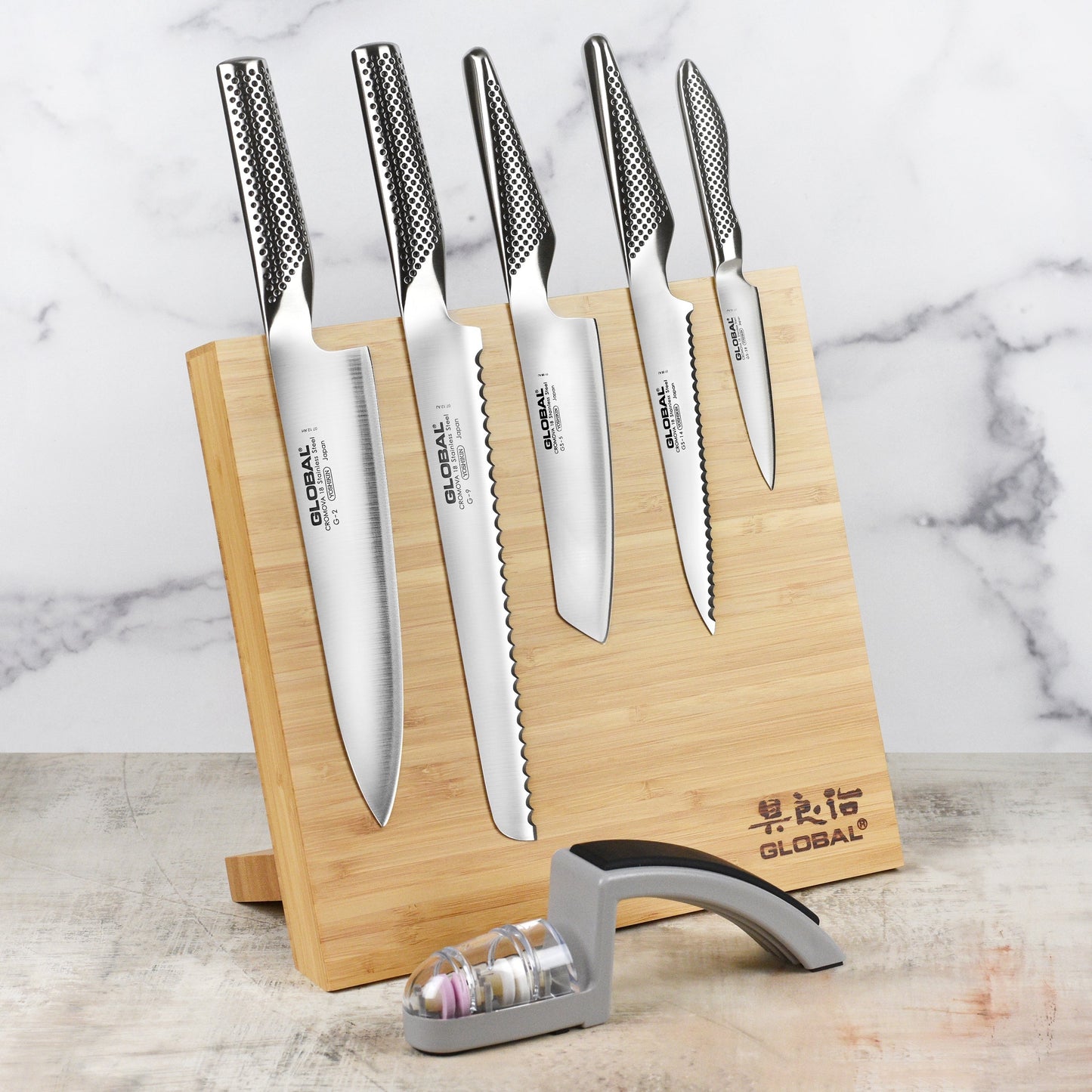 Global 6 Piece Magnetic Easel Knife Set with Bonus Sharpener