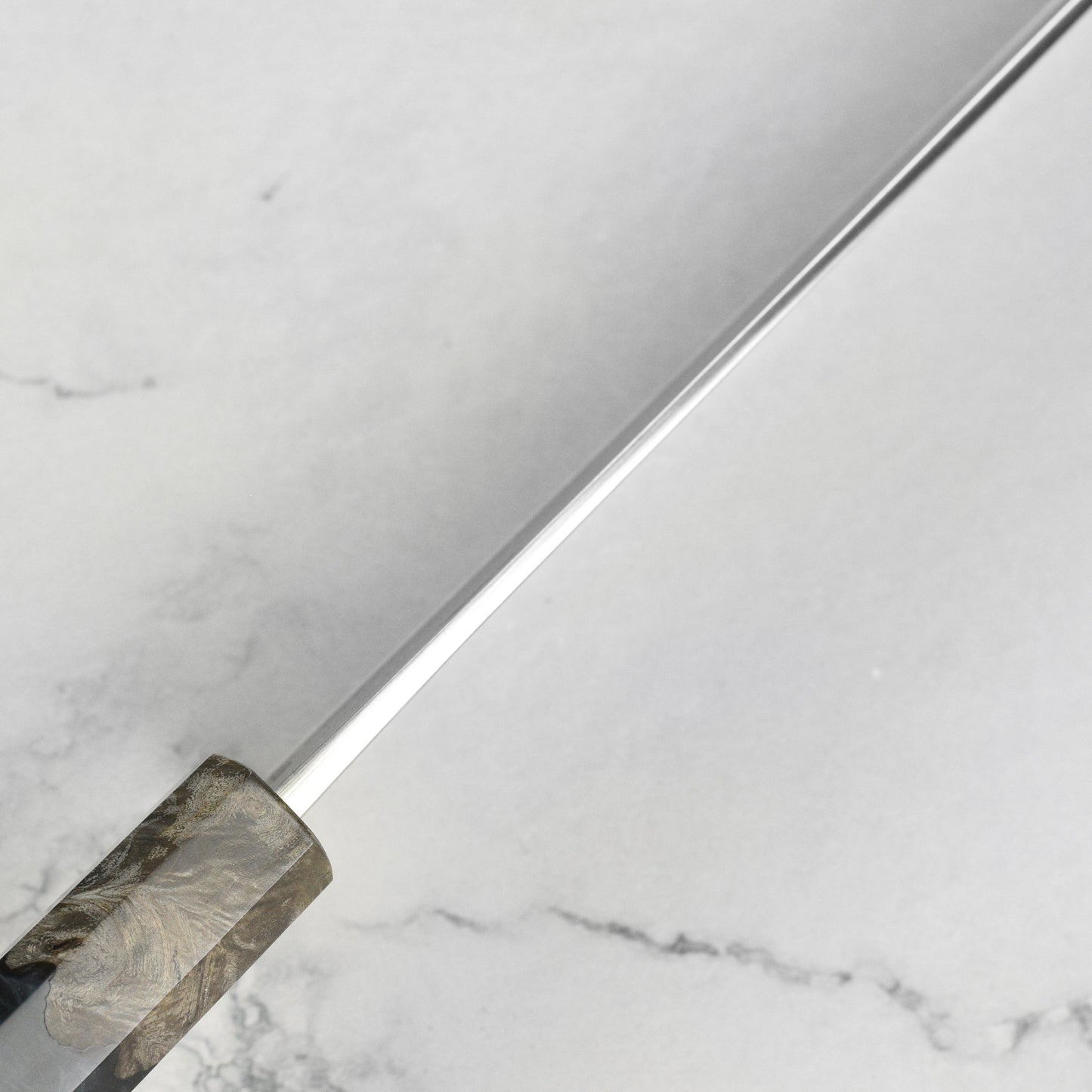 Yoshikane SKD Nashiji Stainless Clad 8.25" Kiritsuke, Stabilized Birch