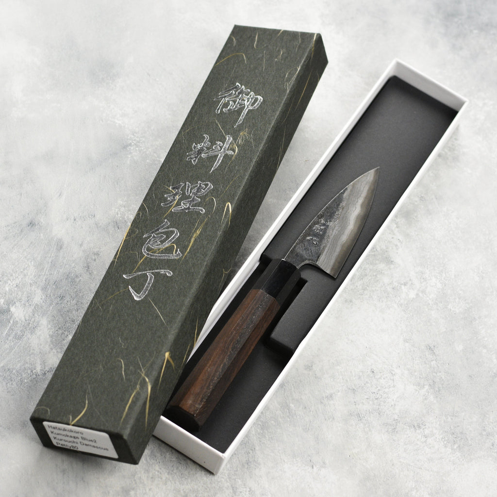 Hatsukokoro Kumokage Aogami Kurouchi Damascus 3.1" Petty