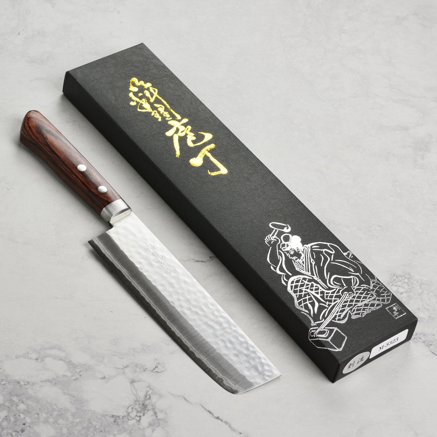 Masutani VG10 Hammered Damascus 6.7" Nakiri, Brown Handle