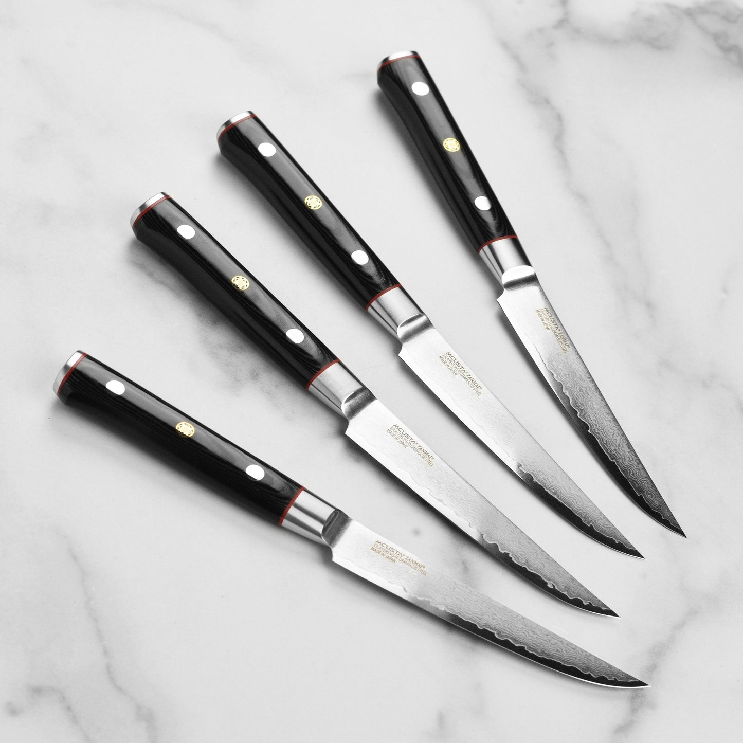Zanmai Classic Pro Zebra Damascus 4 Piece Steak Knife Set