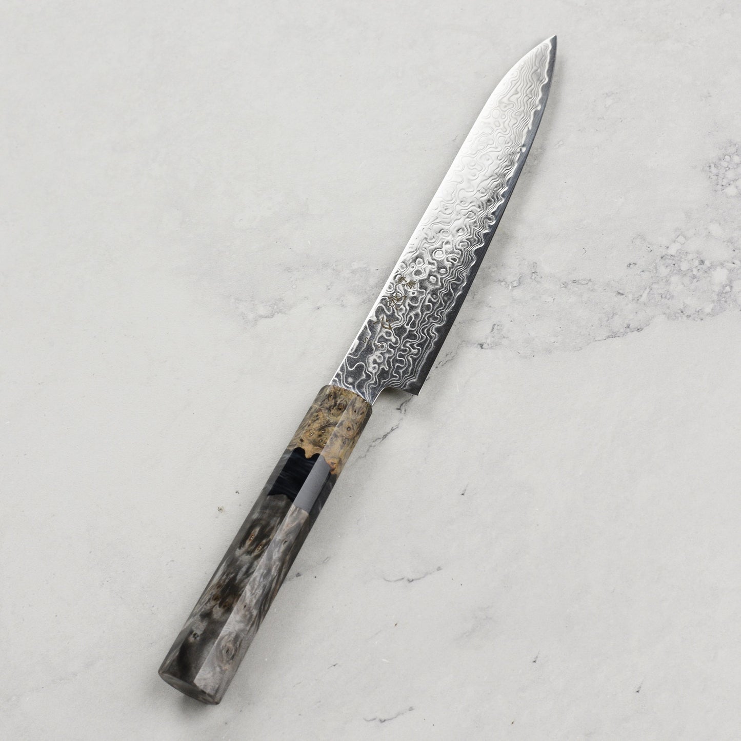 Hatsukokoro Ryuhyo SG2 Damascus 5.9" Petty, Stabilized Birch