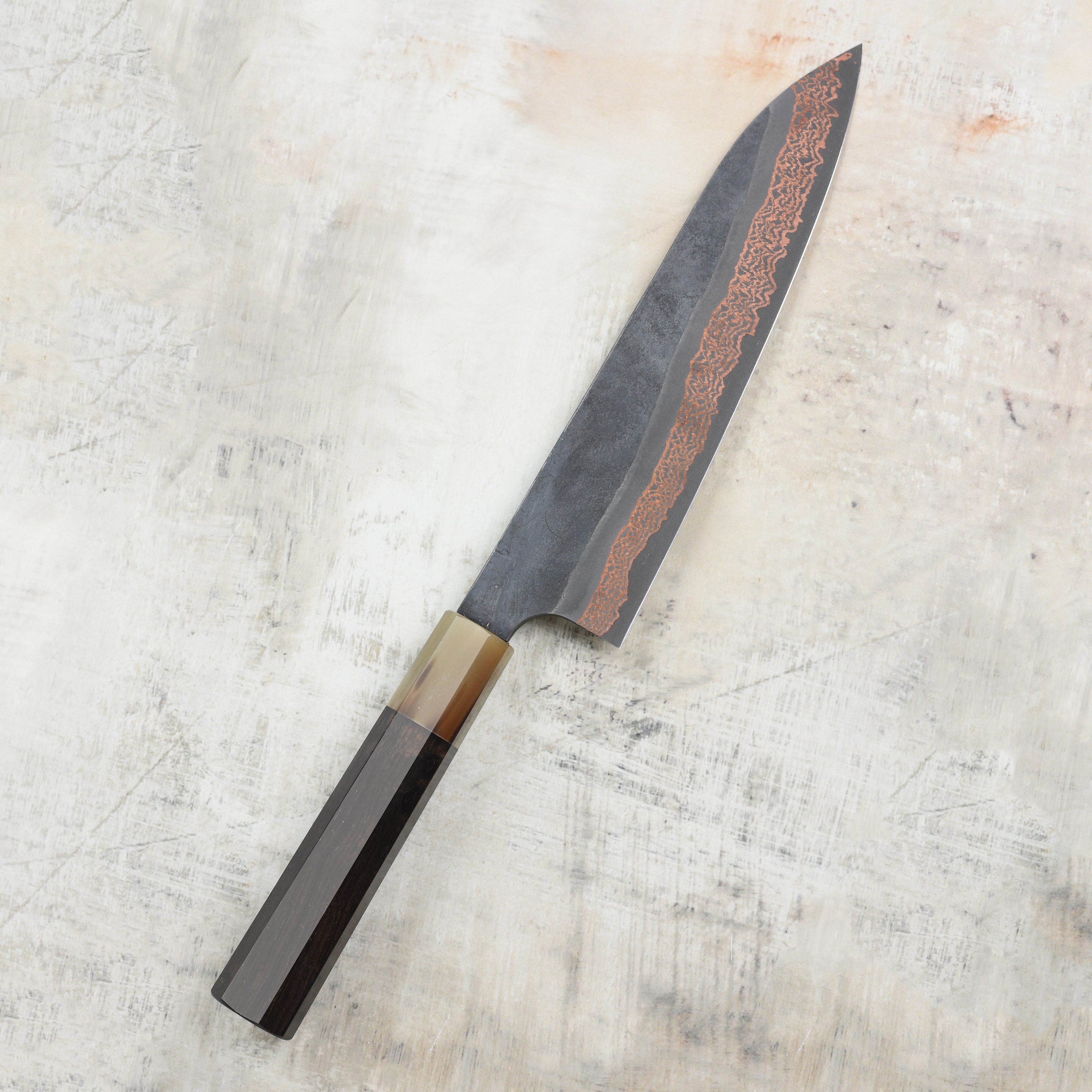 Hatsukokoro Yorokobi SLD Kurouchi Copper Damascus 8.25" Gyuto