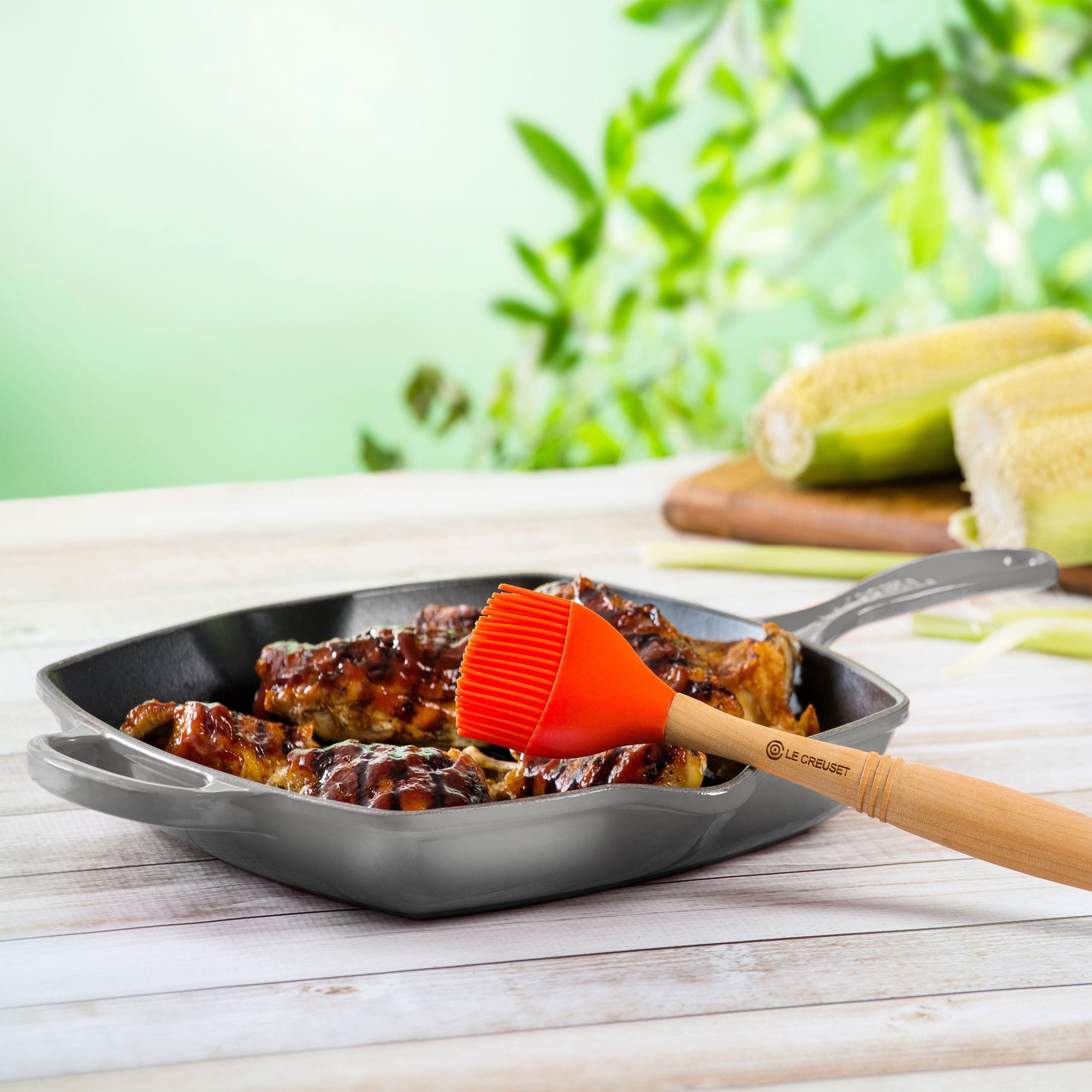 Le Creuset Signature Cast Iron 10.25" Oyster Square Grill Pan