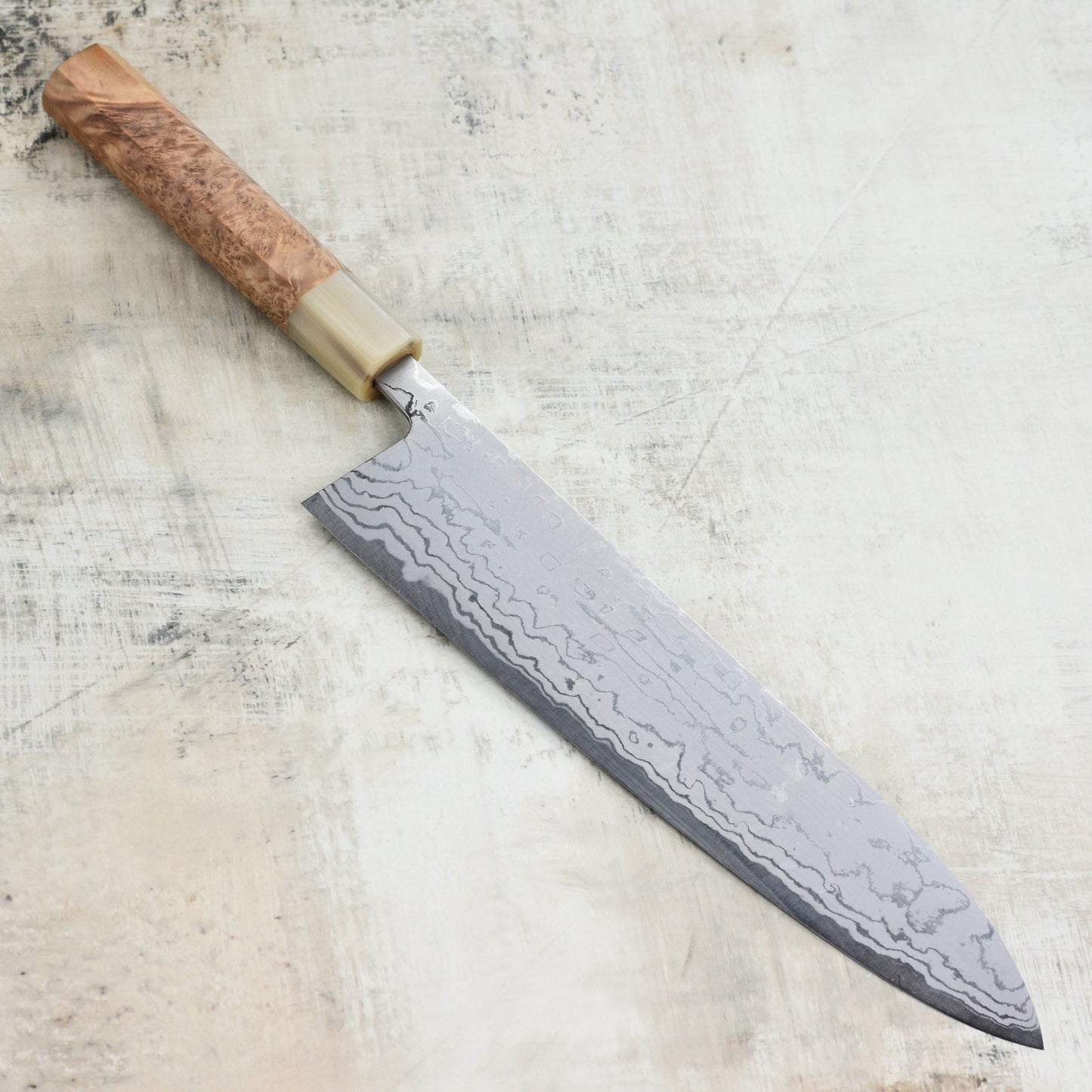 Shiro Kamo Shirogami #2 Damascus 9.4" Gyuto