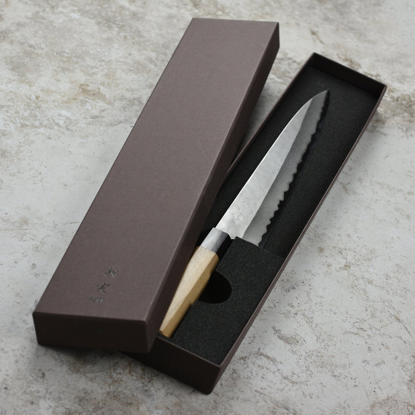 Yoshimi Kato Aogami Super Nashiji Stainless Clad 10.6" Sujihiki