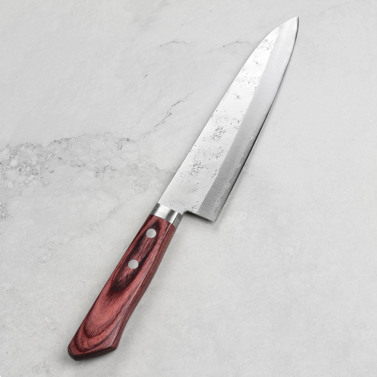 Masutani VG10 Damascus Nashiji 7" Gyuto, Red Handle